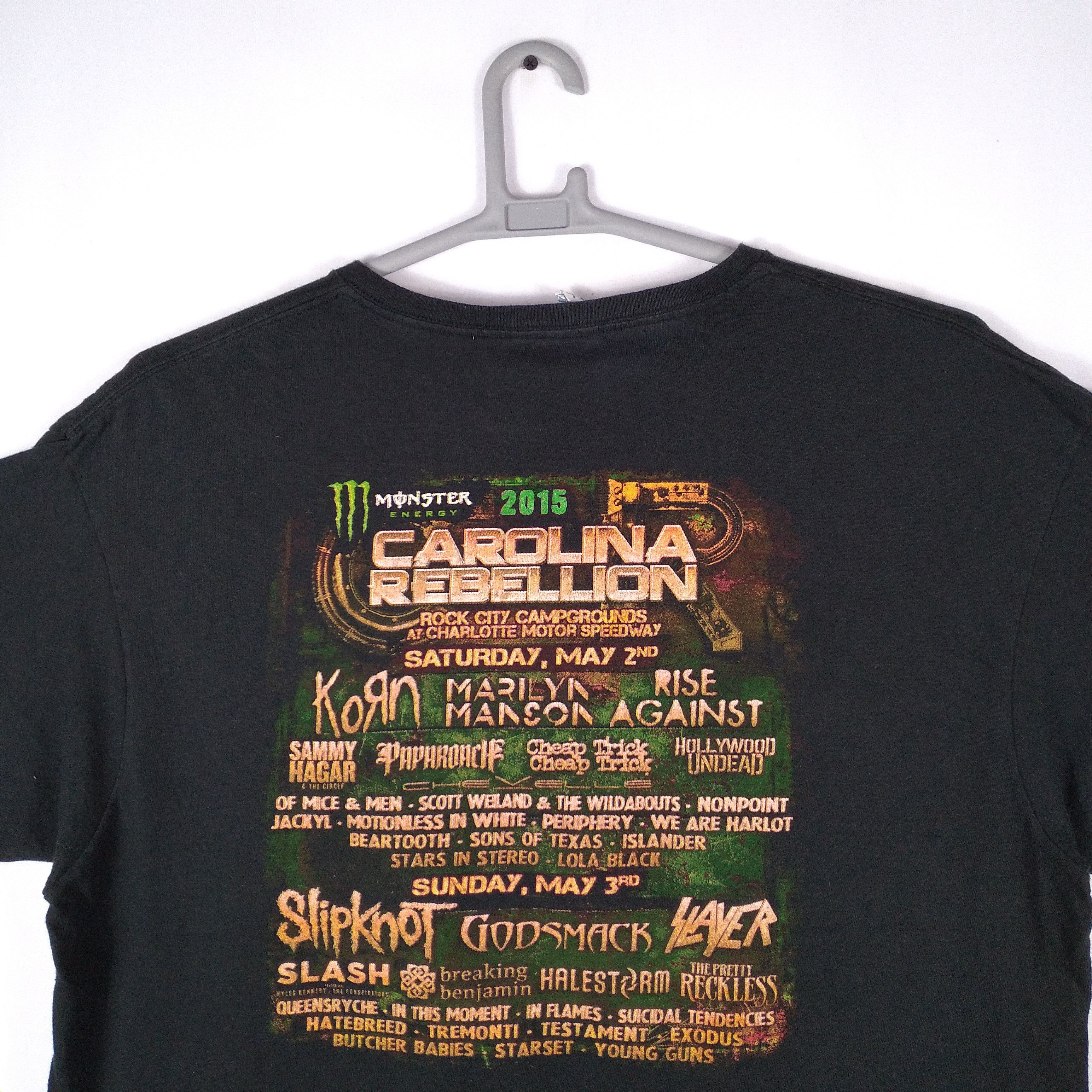 Marilyn Manson × Slayer × Slipknot Carolina Rebellion Metal Hardcore Band Tour Concert Tee Size US XL / EU 56 / 4 - 5 Thumbnail