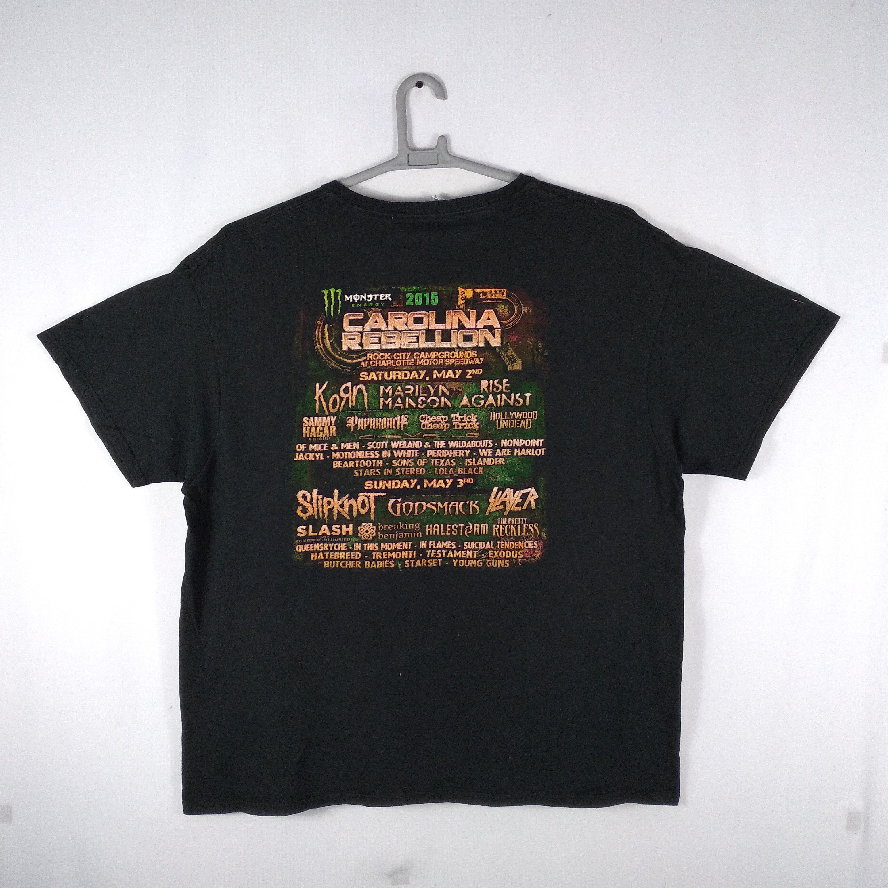 Marilyn Manson × Slayer × Slipknot Carolina Rebellion Metal Hardcore Band Tour Concert Tee Size US XL / EU 56 / 4 - 4 Thumbnail