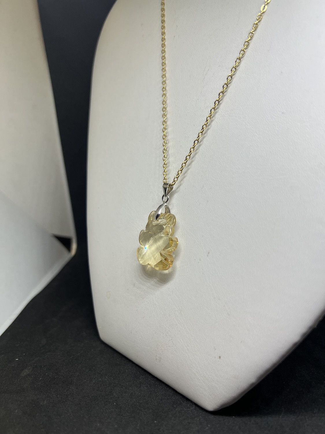 Handmade Brown Crystal Bear Gold Chain Necklace Size ONE SIZE - 2 Thumbnail
