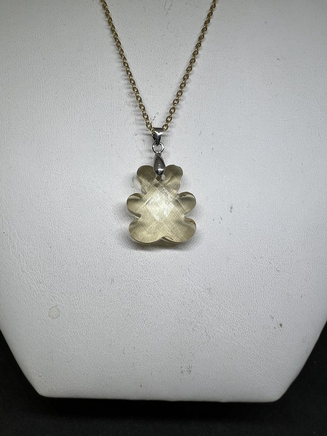 Handmade Brown Crystal Bear Gold Chain Necklace Size ONE SIZE - 3 Thumbnail