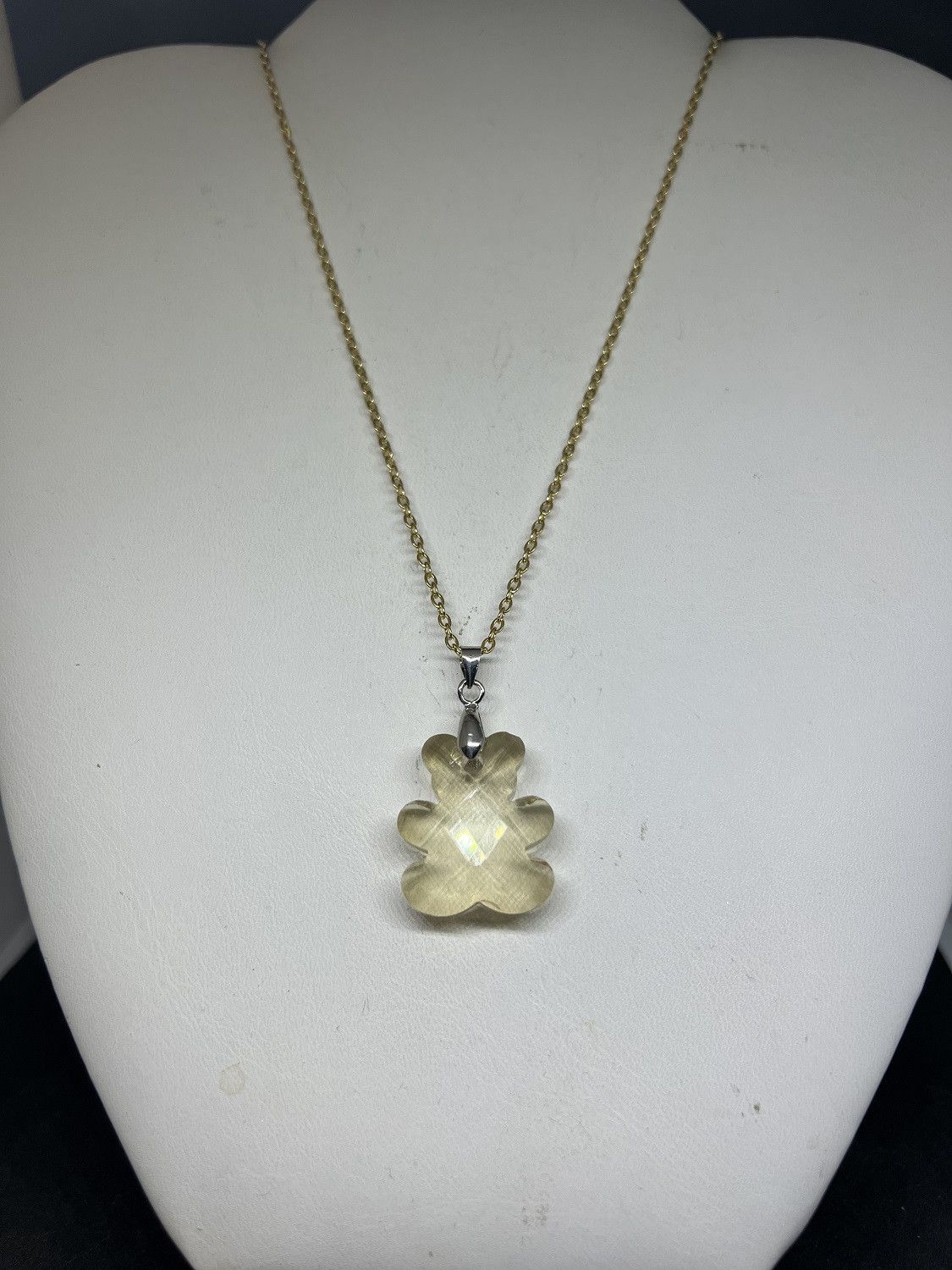 Handmade Brown Crystal Bear Gold Chain Necklace Size ONE SIZE - 1 Thumbnail