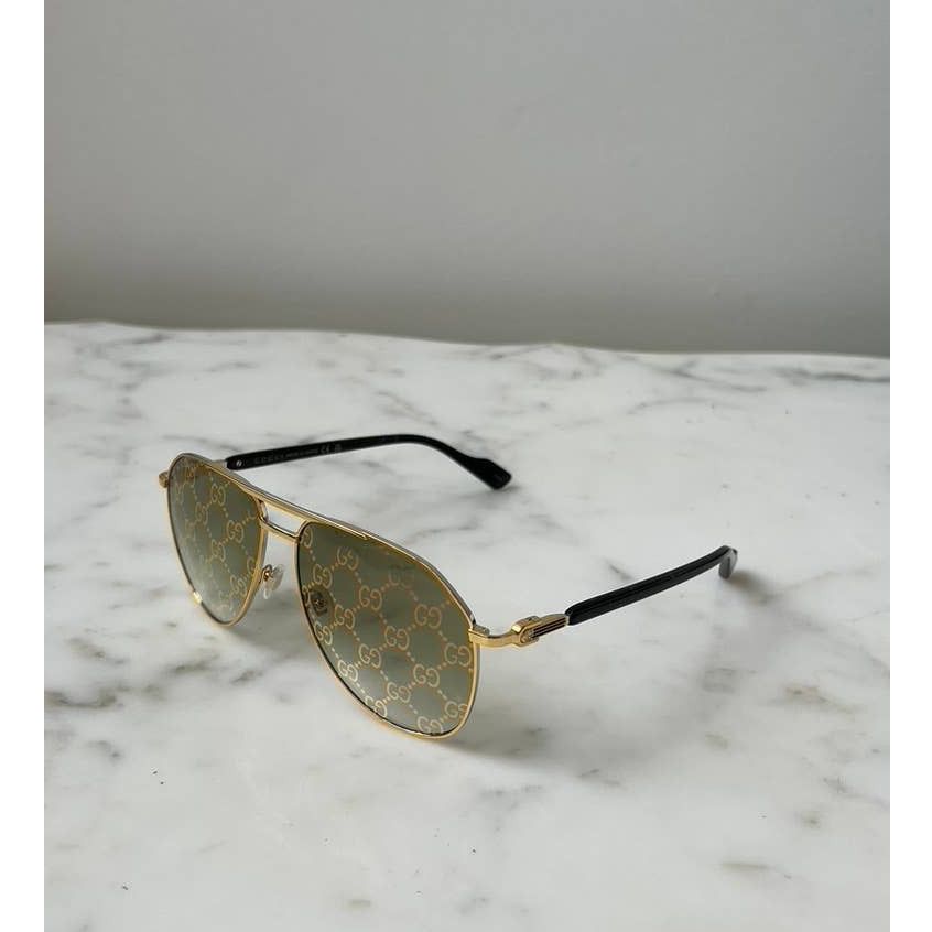 Gucci NEW Gucci GG1220S Mirrored Logo Gold Sunglasses $550