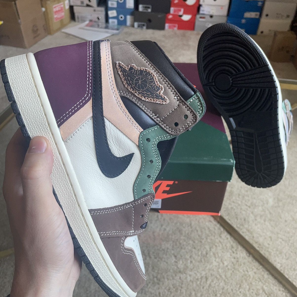 Jordan Brand AiR JORDAN 1 Hi PREMiUM HAND CRAFTED MALLARD DUCK AUTUMN Size US 8 / EU 41 - 6 Thumbnail