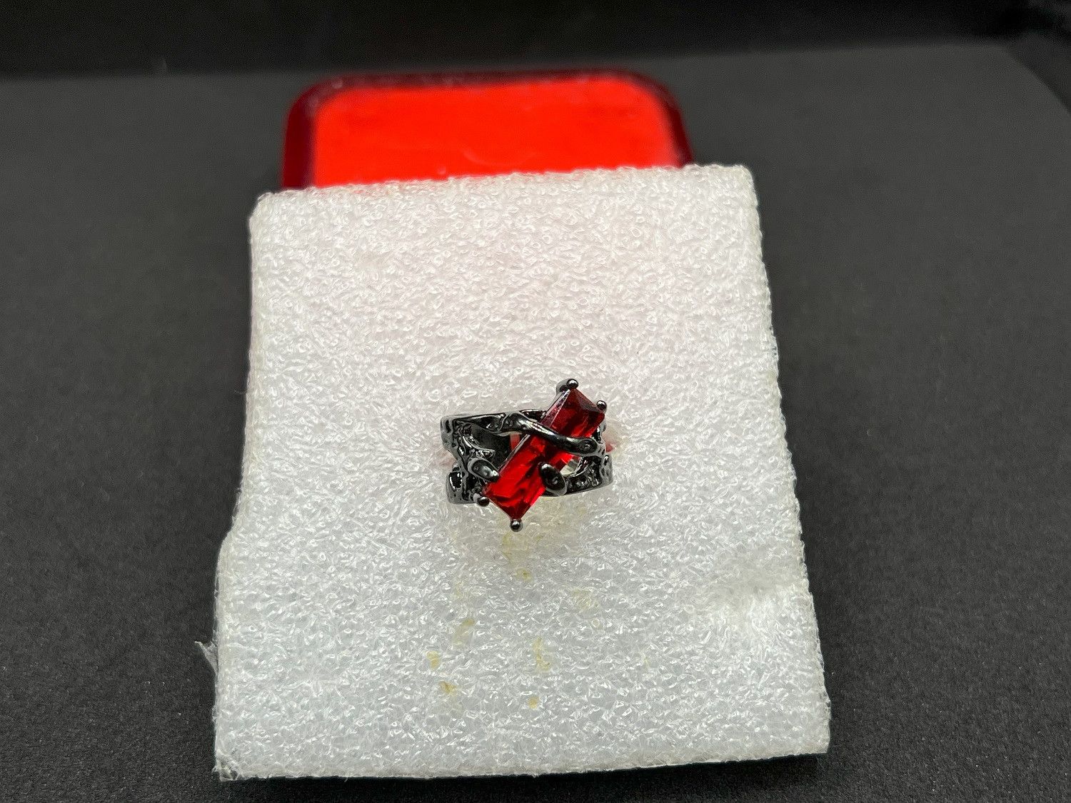 Designer Red Cz black open back ring Size ONE SIZE - 1 Thumbnail