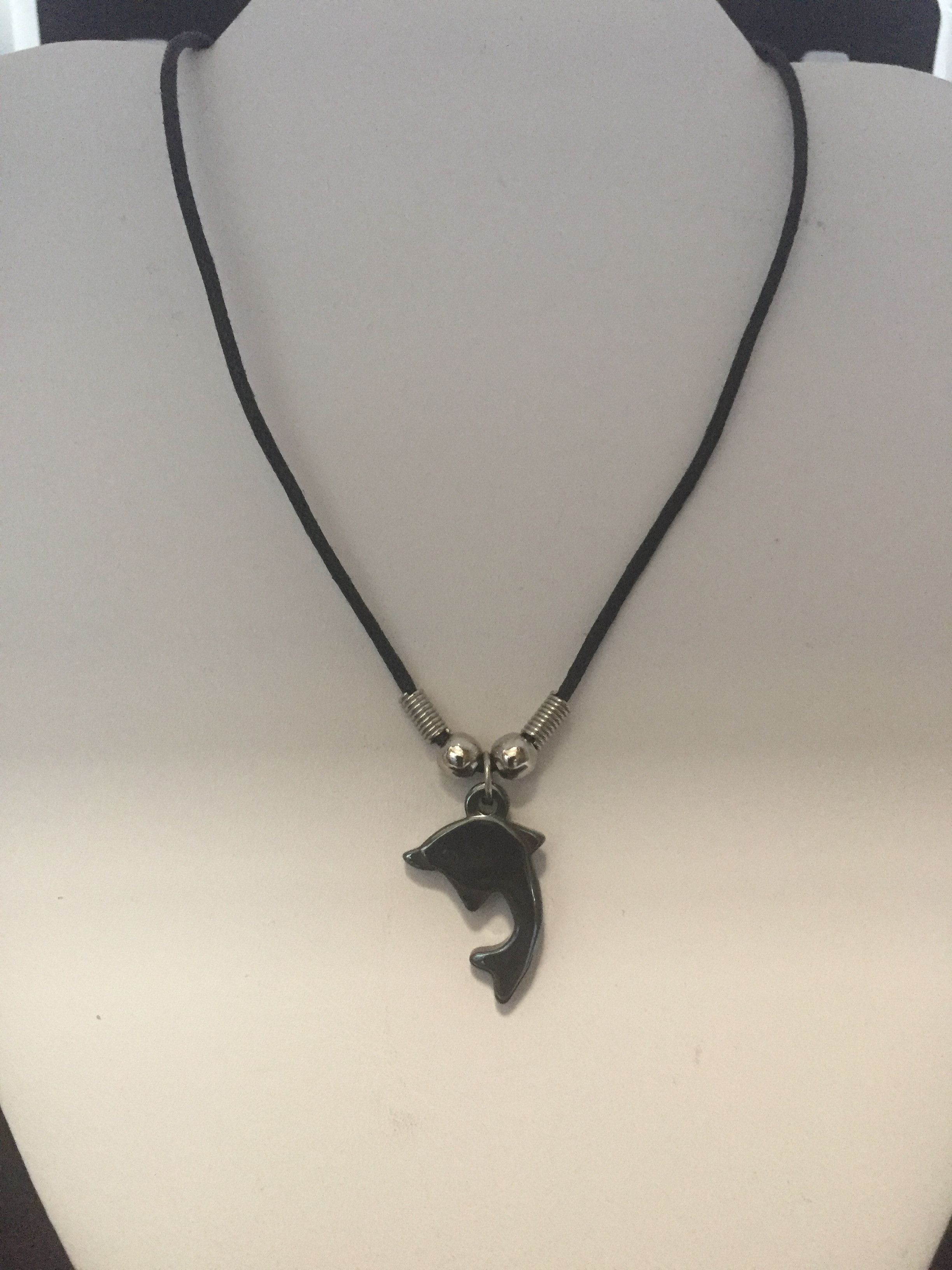Jewelry Dolphin Black Leather Necklace Size ONE SIZE - 1 Thumbnail