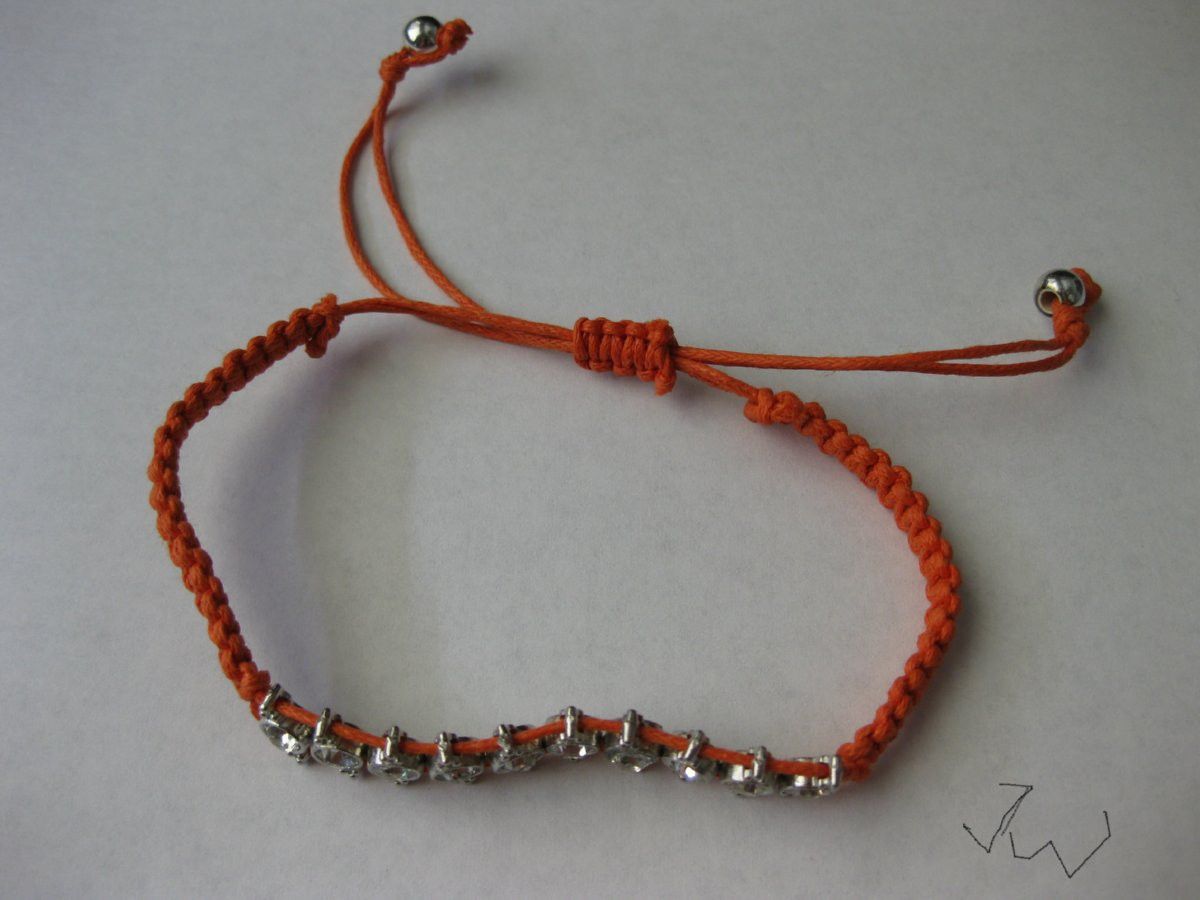 Handmade CZ Friendship Charm Bracelet - Orange Size ONE SIZE - 2 Thumbnail