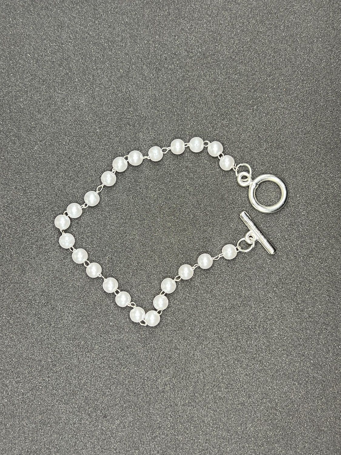 Handmade White Pearl Beads Chain Bracelet Size ONE SIZE - 1 Thumbnail