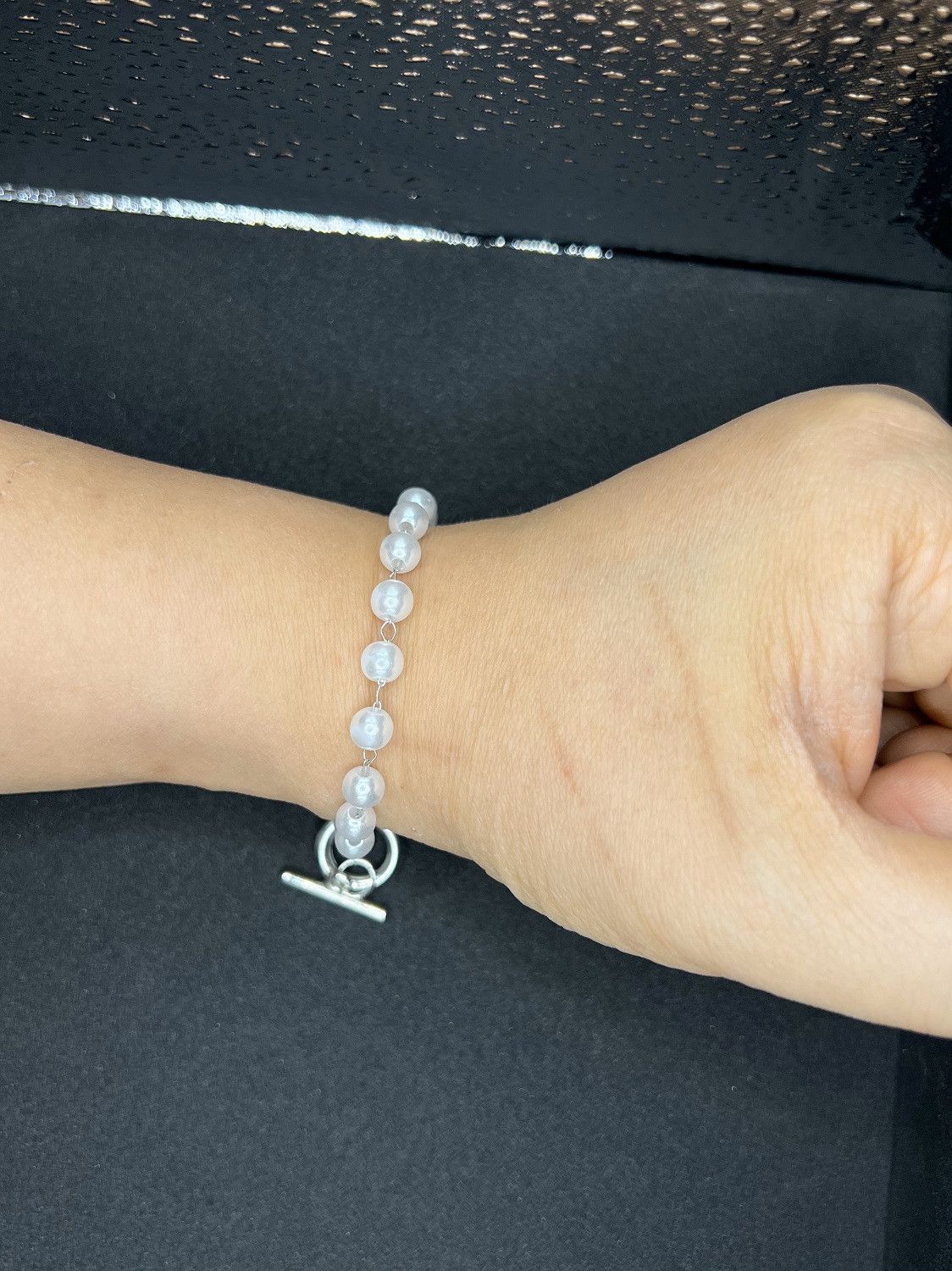Handmade White Pearl Beads Chain Bracelet Size ONE SIZE - 4 Thumbnail