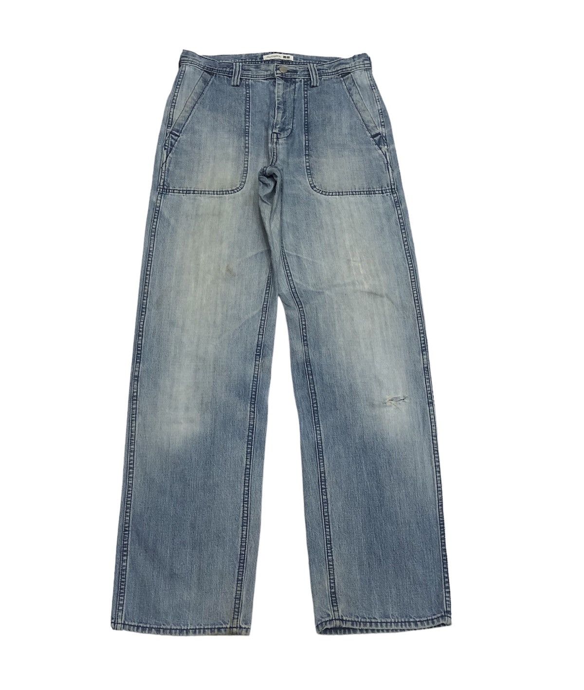 image of Avant Garde x Distressed Denim Jw Anderson Distressed Denim Baggy Jeans Uniqlo Baggy Denim in Blue 