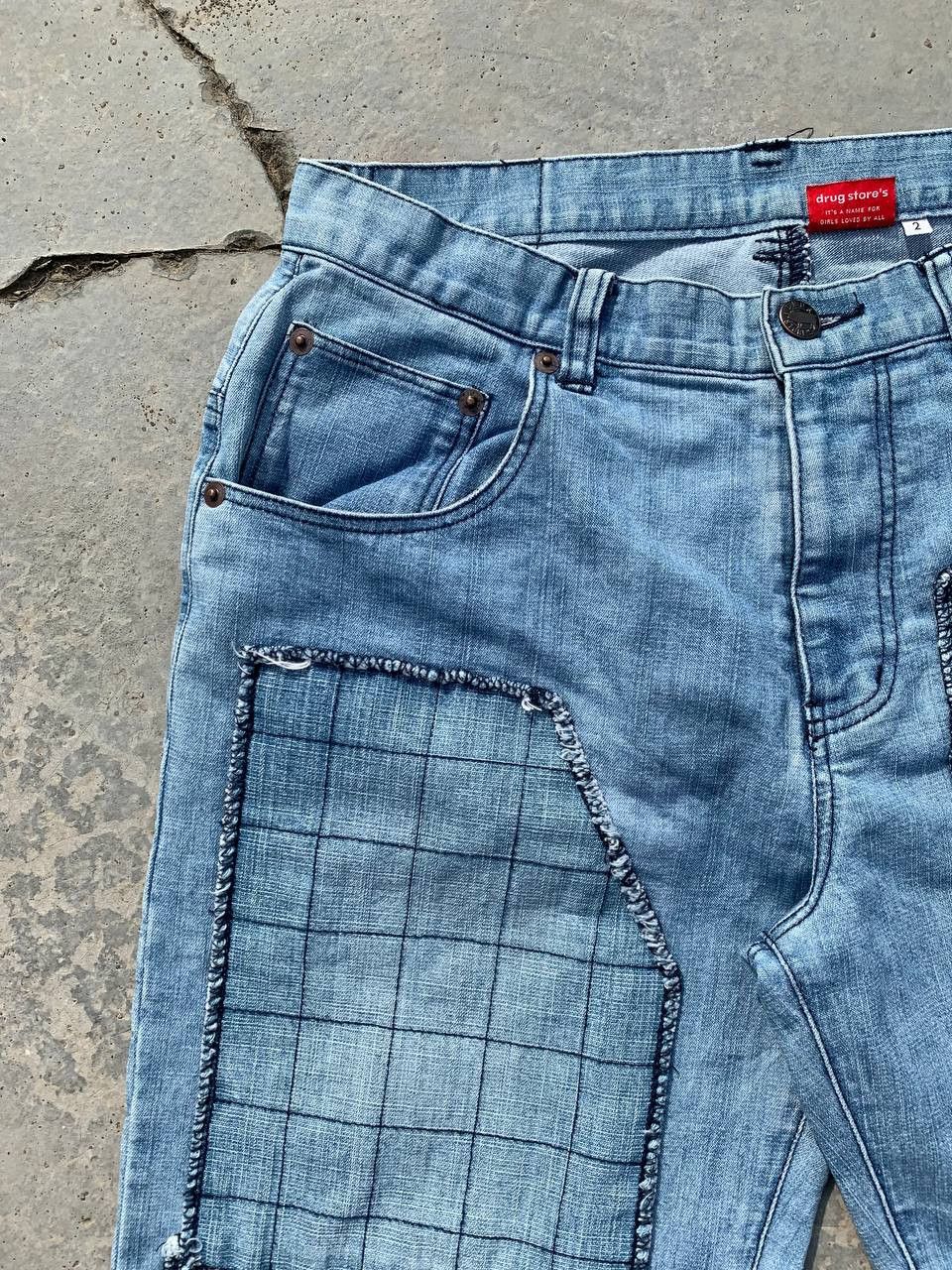 Japanese Brand Vintage Drug Store Patchwork Denim Pants Size US 28 / EU 44 - 13 Thumbnail