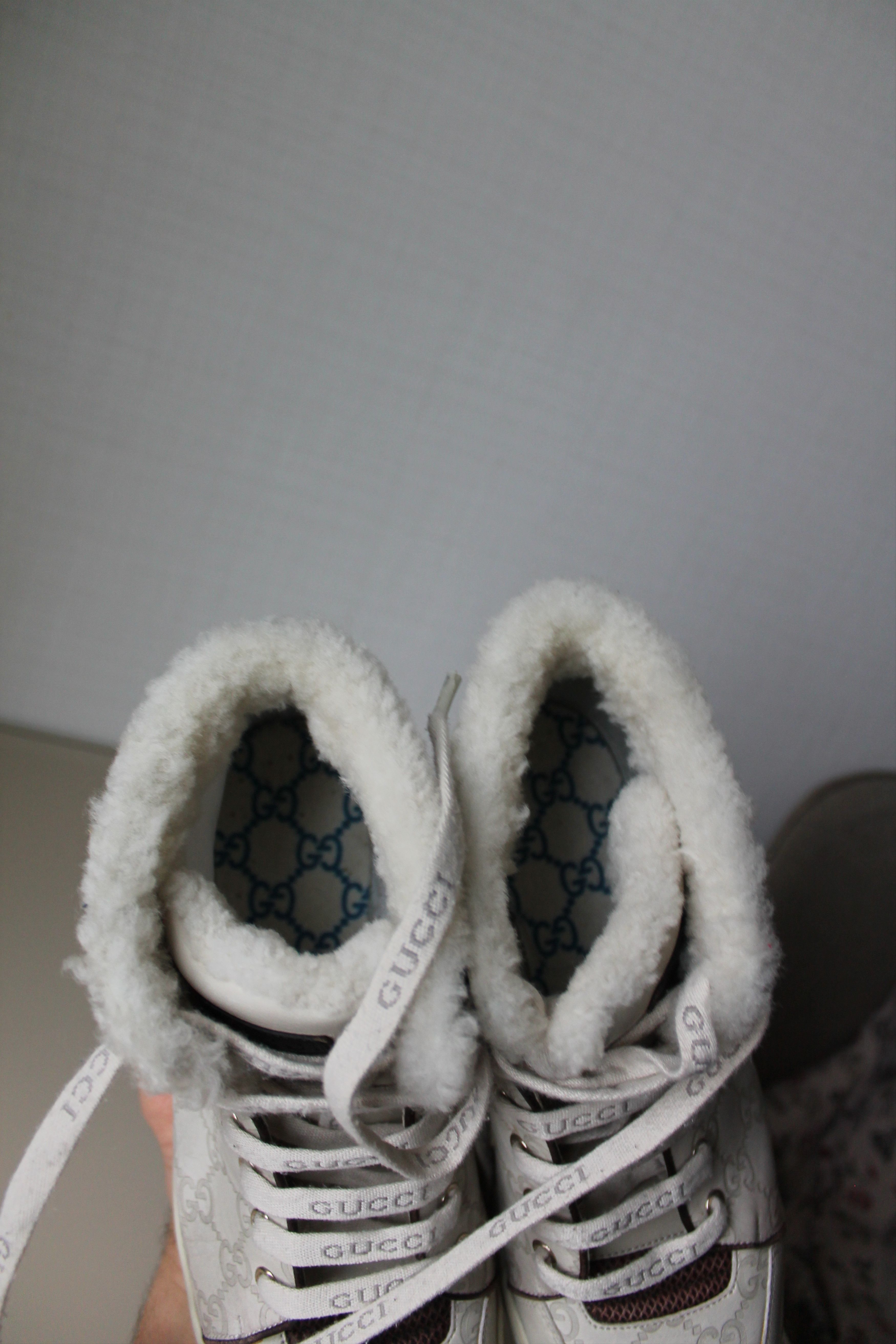 Gucci GUCCI Ivory GG monogram high top sneakers leather Size US 6.5 / EU 39-40 - 16 Thumbnail