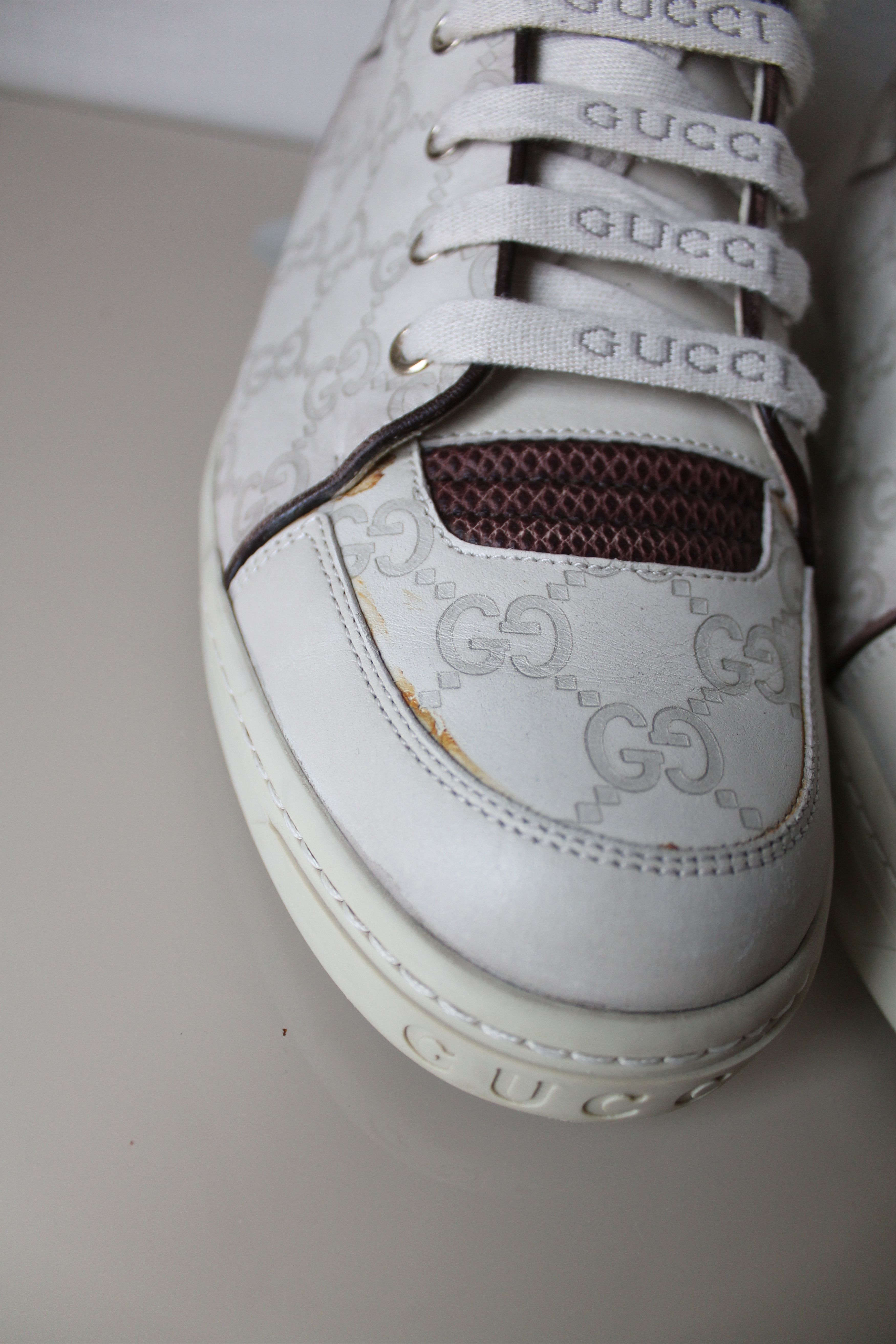Gucci GUCCI Ivory GG monogram high top sneakers leather Size US 6.5 / EU 39-40 - 3 Thumbnail
