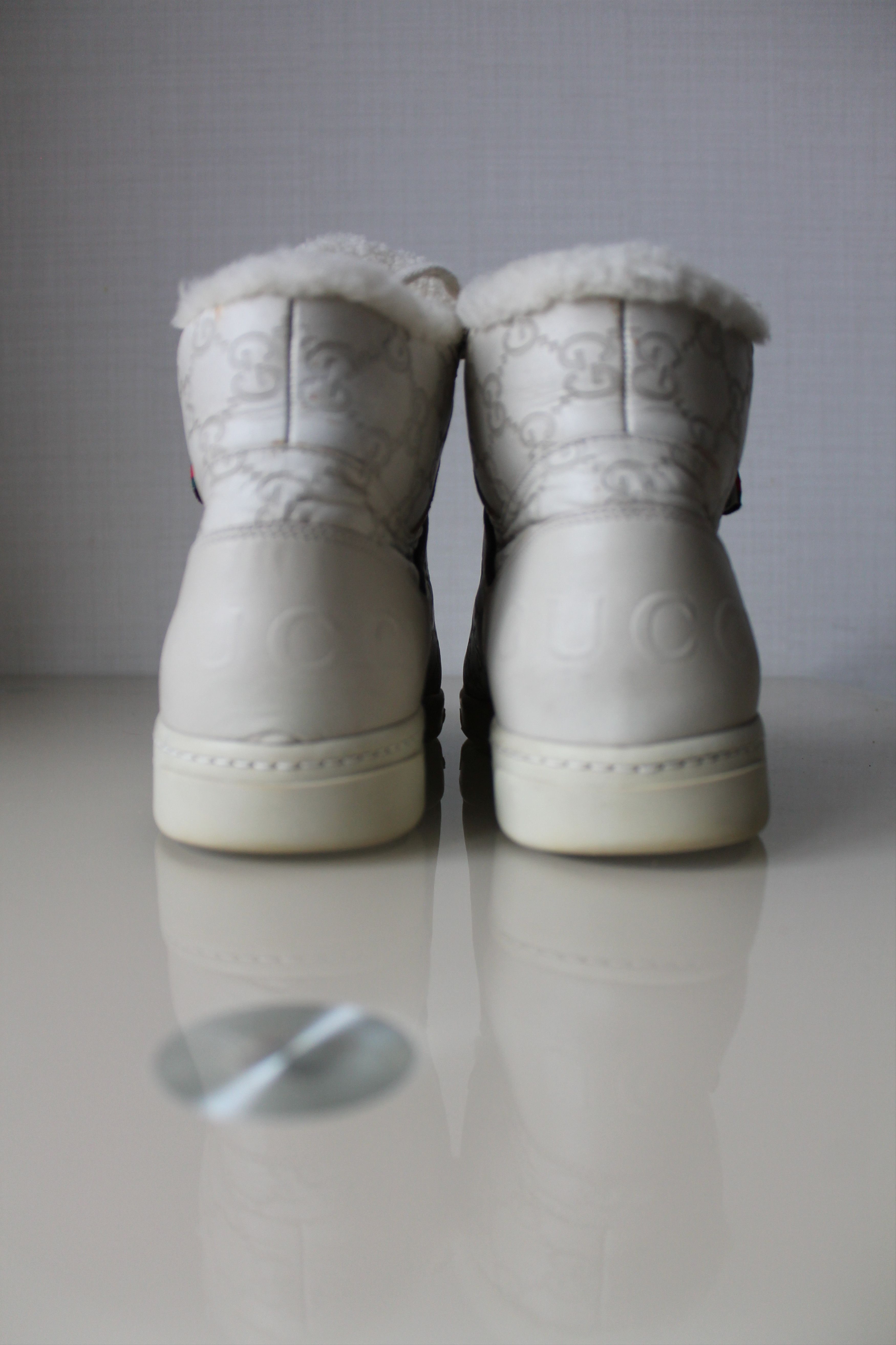 Gucci GUCCI Ivory GG monogram high top sneakers leather Size US 6.5 / EU 39-40 - 11 Thumbnail