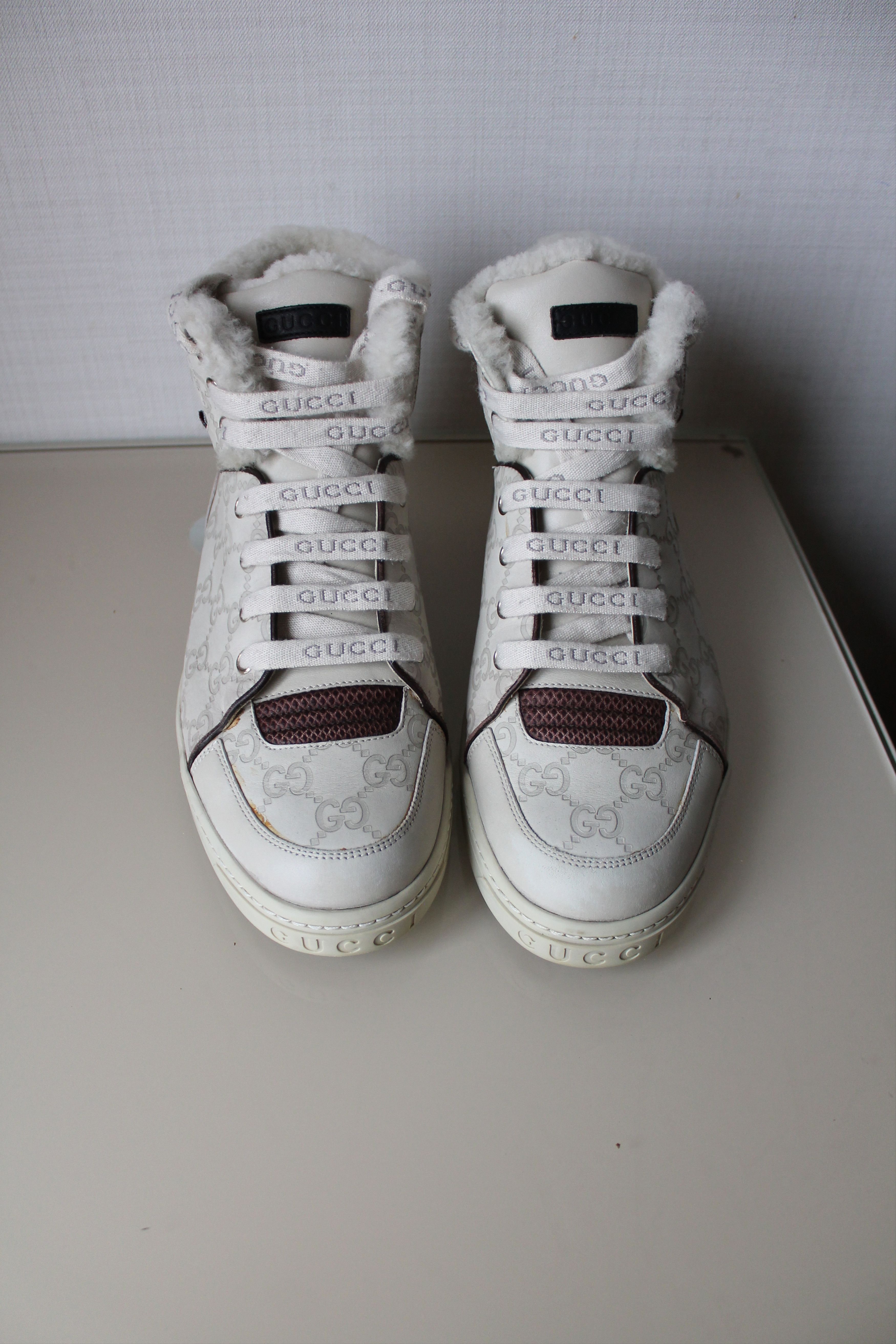 Gucci GUCCI Ivory GG monogram high top sneakers leather Size US 6.5 / EU 39-40 - 4 Thumbnail