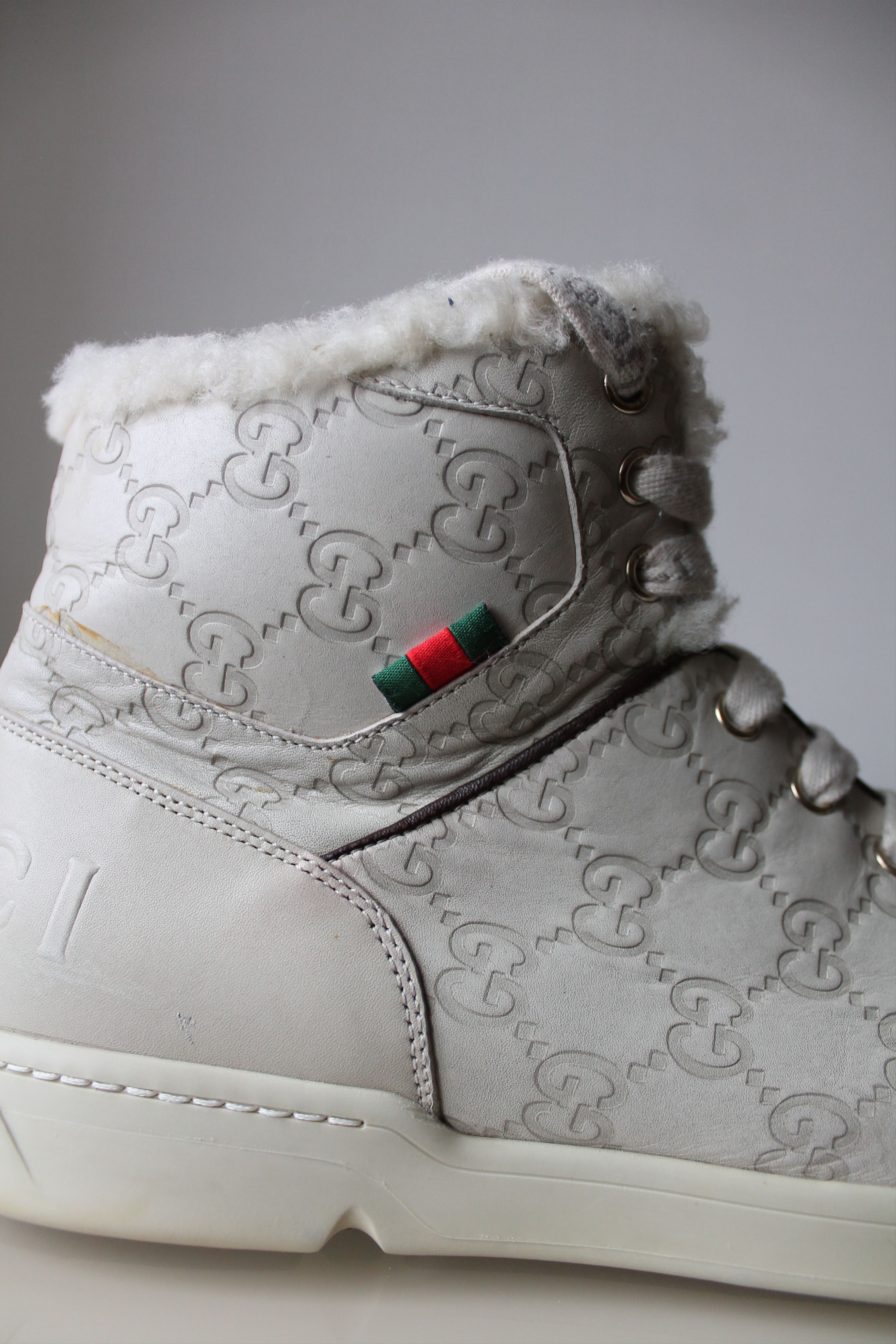 Gucci GUCCI Ivory GG monogram high top sneakers leather Size US 6.5 / EU 39-40 - 9 Thumbnail