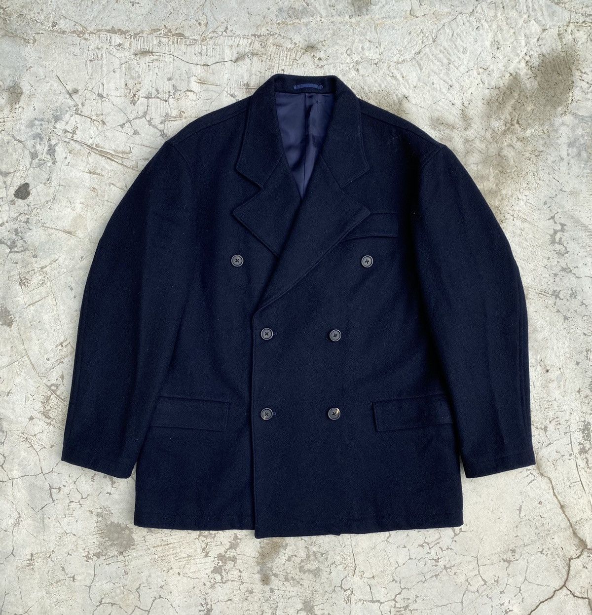 image of Yohji Yamamoto Ys For Men Wool Jacket/coat in Blue (Size Small)
