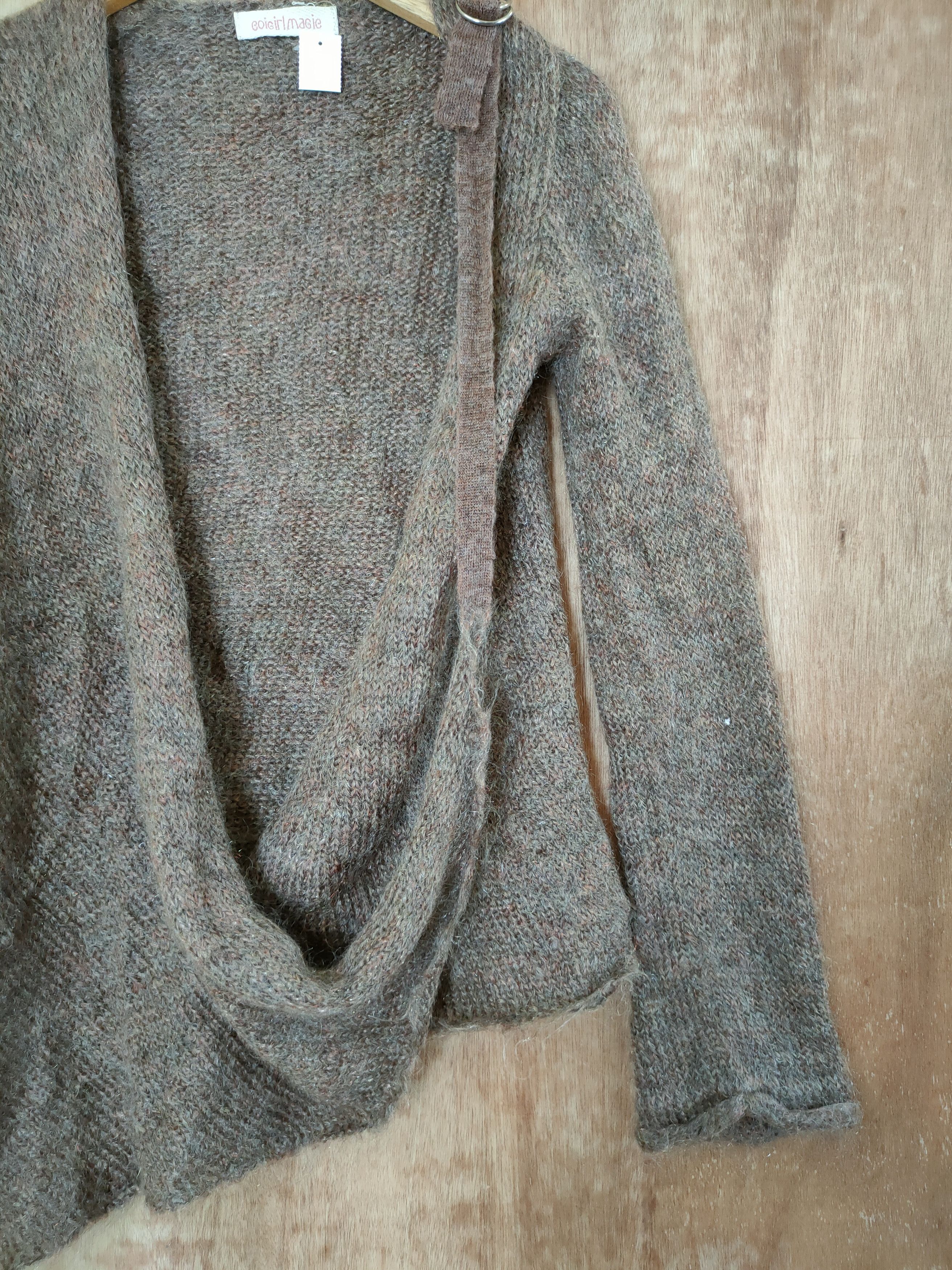 Aran Isles Knitwear DL Coigirl Magie mohair brown cardigan thin winter #46-437 Size US S / EU 44-46 / 1 - 3 Thumbnail