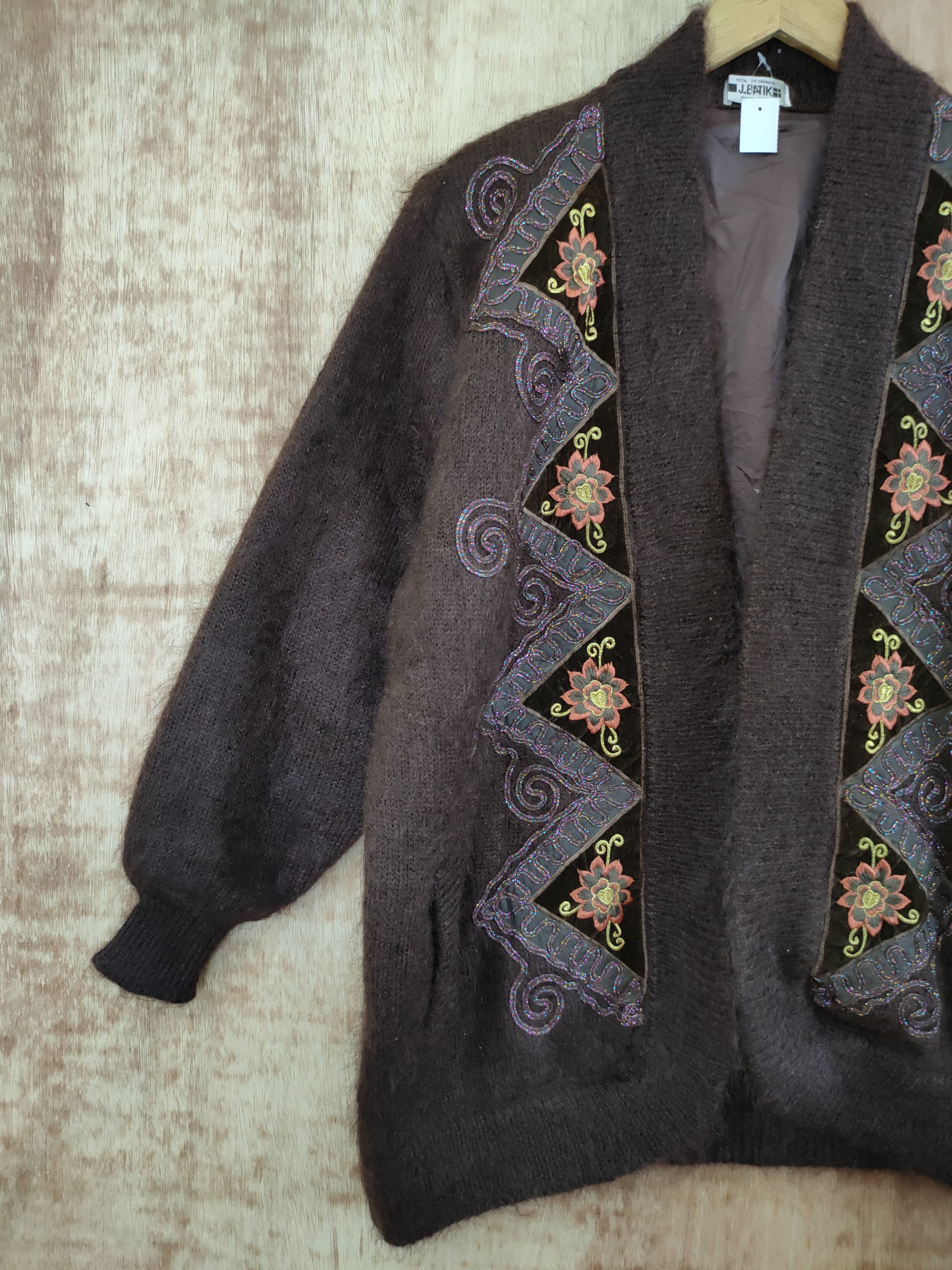 Homespun Knitwear DL J.Batik mohair art cardigan fur vintage japan #46-379 Size US L / EU 52-54 / 3 - 2 Thumbnail
