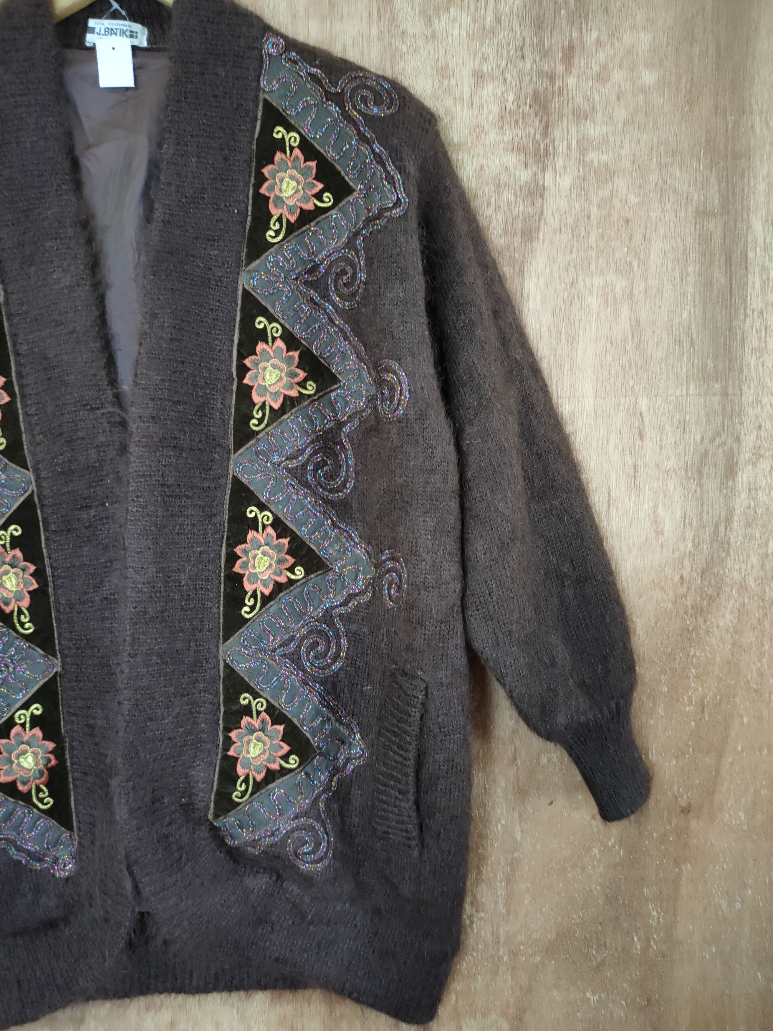 Homespun Knitwear DL J.Batik mohair art cardigan fur vintage japan #46-379 Size US L / EU 52-54 / 3 - 3 Thumbnail