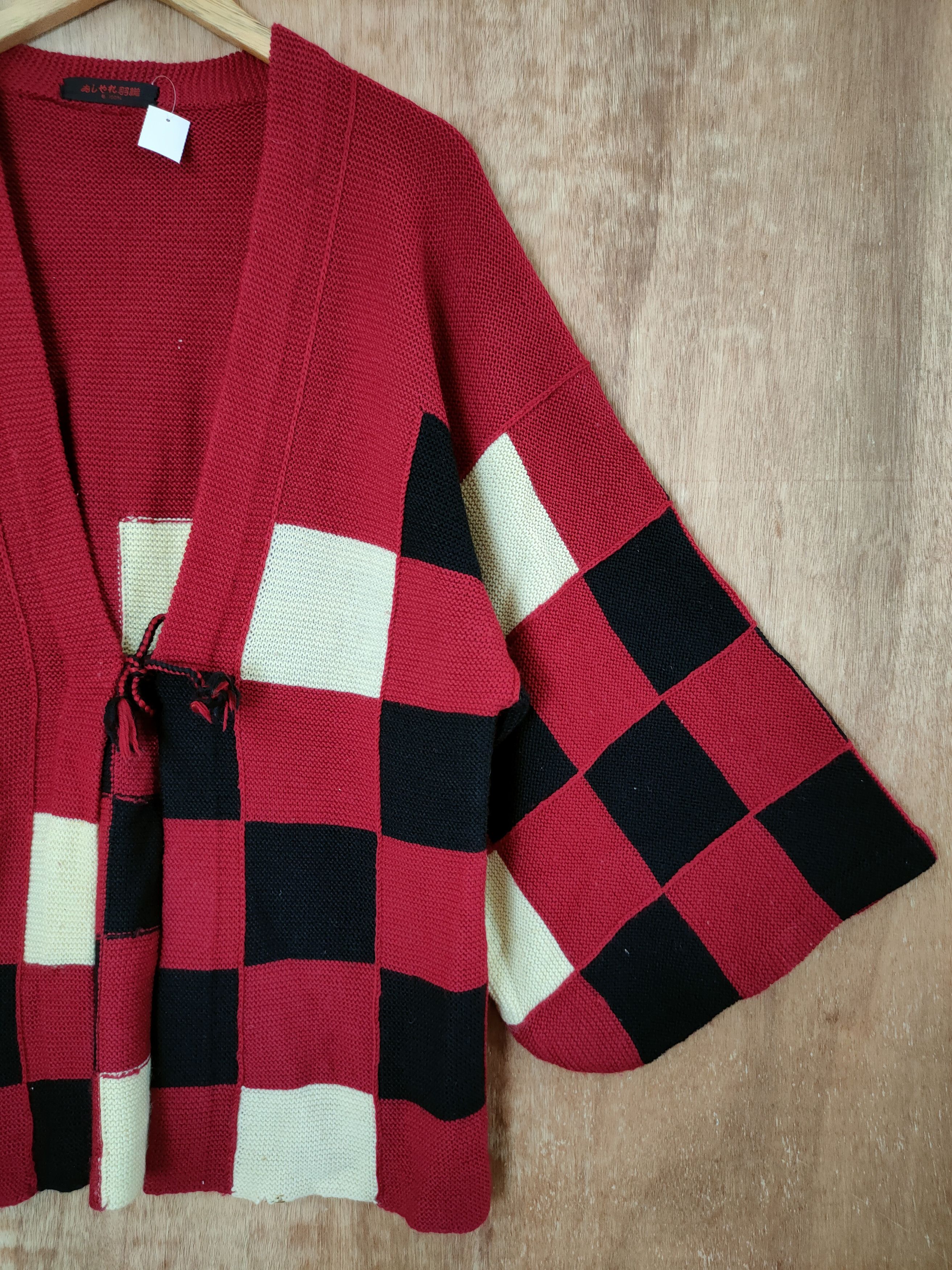 Japanese Brand DL Japanese checkered kimono knitwear art cardigan #46-429 Size US M / EU 48-50 / 2 - 3 Thumbnail