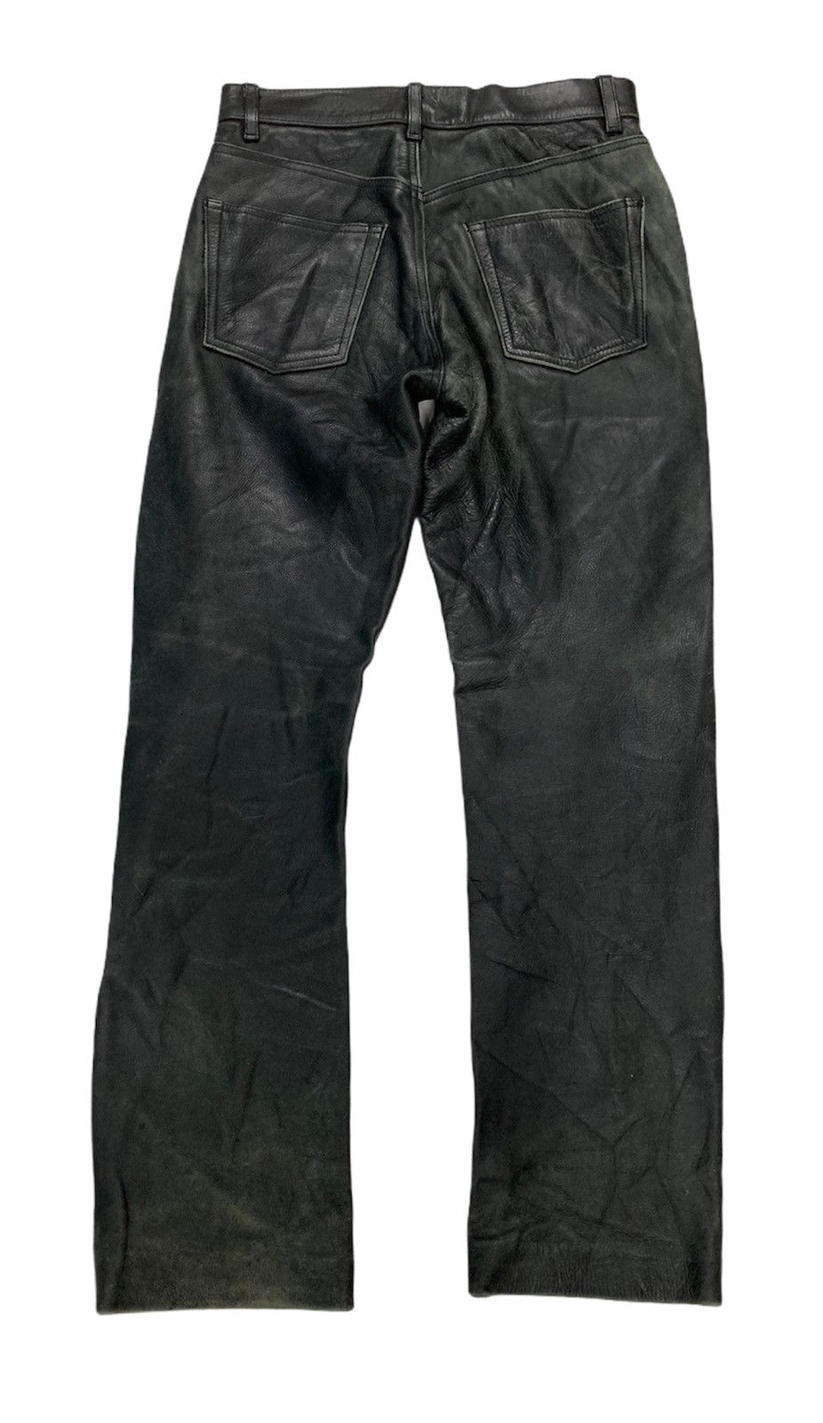 Genuine Leather × Japanese Brand 🔥Vintage Black Leather Trousers Pants Size US 28 / EU 44 - 2 Thumbnail