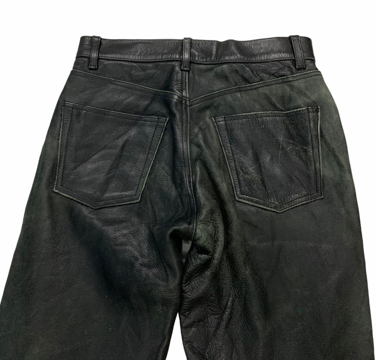 Genuine Leather × Japanese Brand 🔥Vintage Black Leather Trousers Pants Size US 28 / EU 44 - 3 Thumbnail