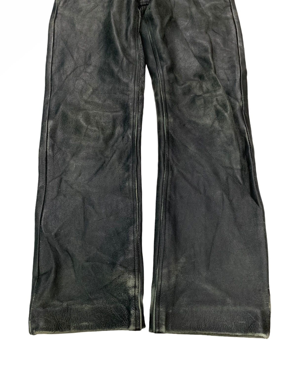 Genuine Leather × Japanese Brand 🔥Vintage Black Leather Trousers Pants Size US 28 / EU 44 - 5 Thumbnail