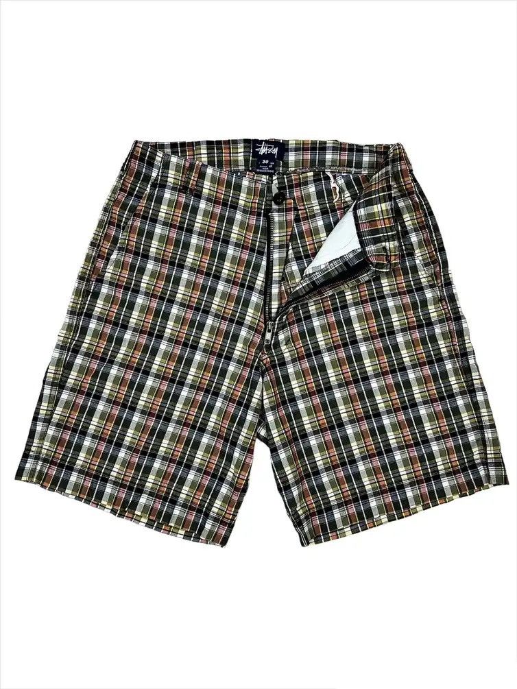 image of Arts Science x Stussy 1990S Stussy Madras Plaid Flap Pockets Cargo Shorts, Men's (Size 30)
