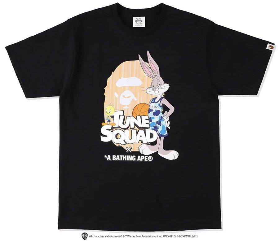 Pre-owned Bape X Space Jam Ape Head Tee In Black