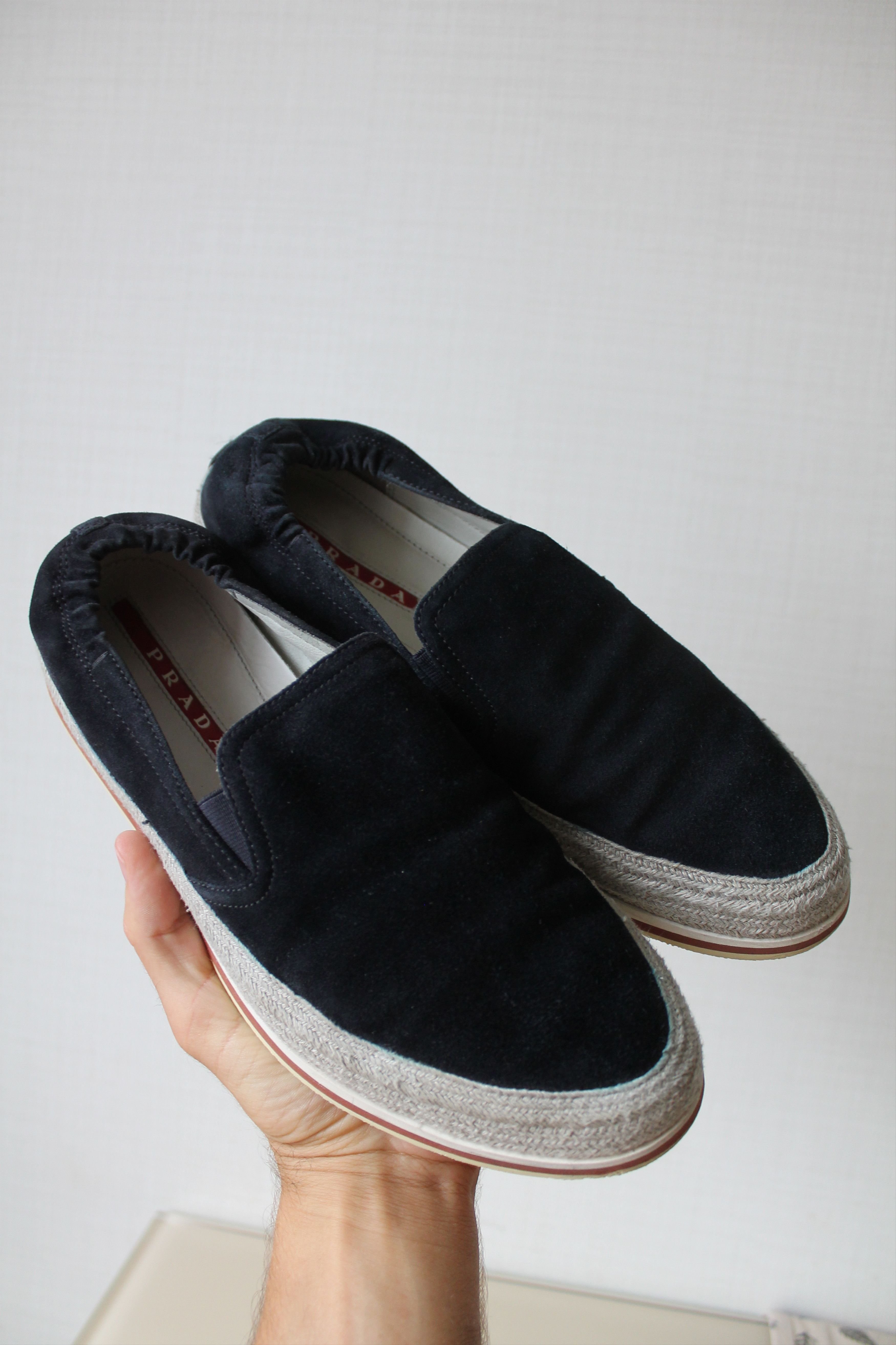 PRADA Slip On Suede Sneakers 4D2363 Navy US 8