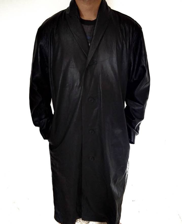 Issey Miyake Rare item!! 80s Issey Miyake Long Leather Jacket / Coat 6 Size US M / EU 48-50 / 2 - 1 Thumbnail