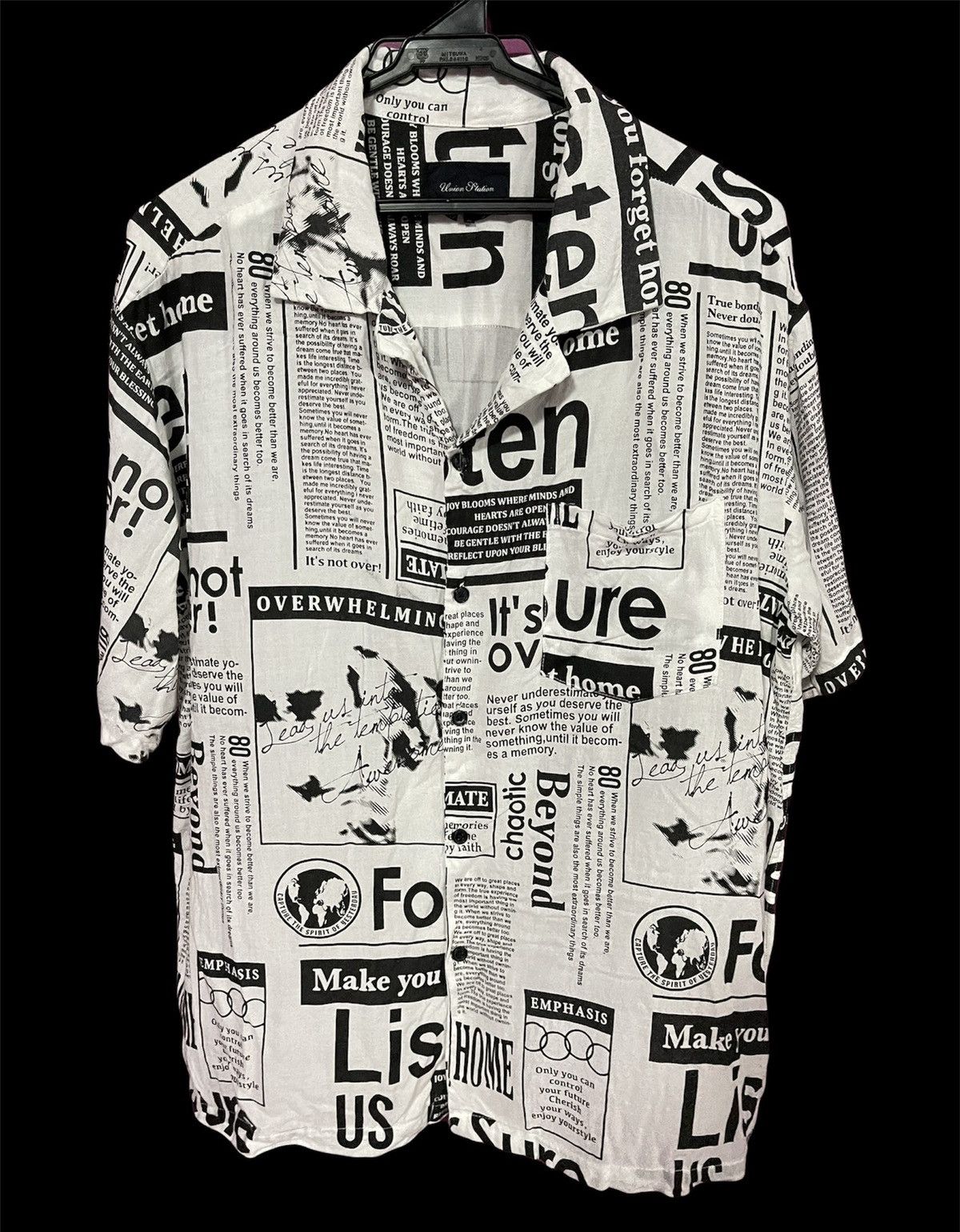 image of Vintage Union Station Full Print Shirt Button Japan in White, Men's (Size Medium)