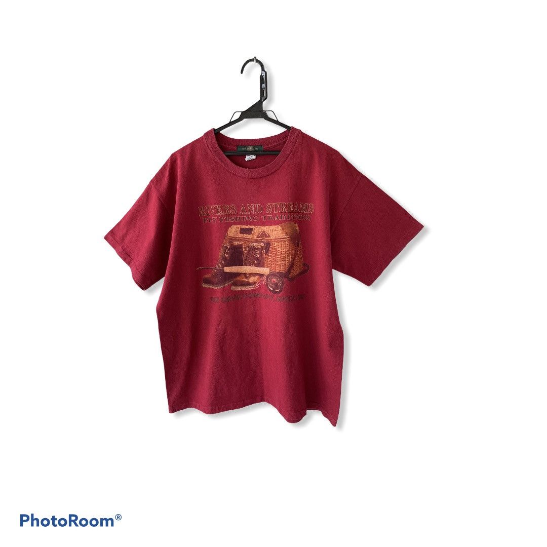 image of Orvis 80's Red Size L Tee Shirt Usa, Men's