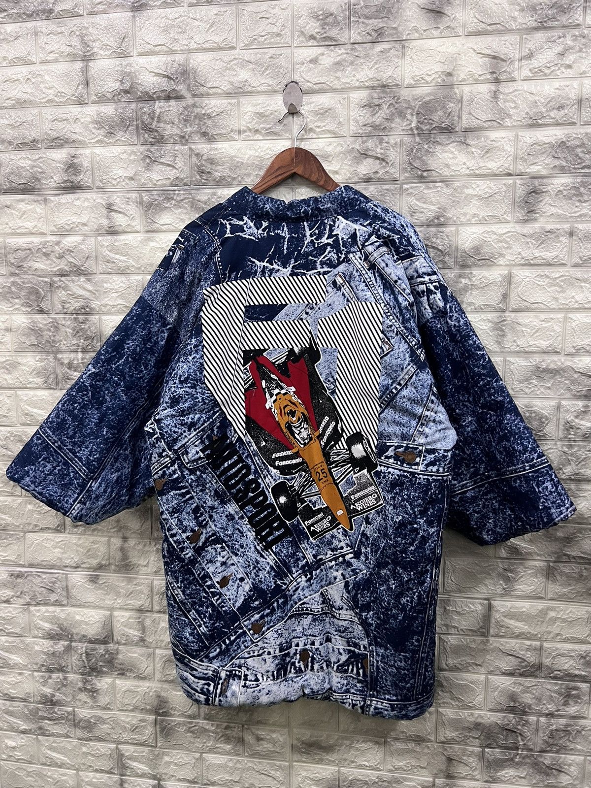image of Komono F1 Racing Logo Kimono Jacket in Blue Jean, Men's (Size Large)