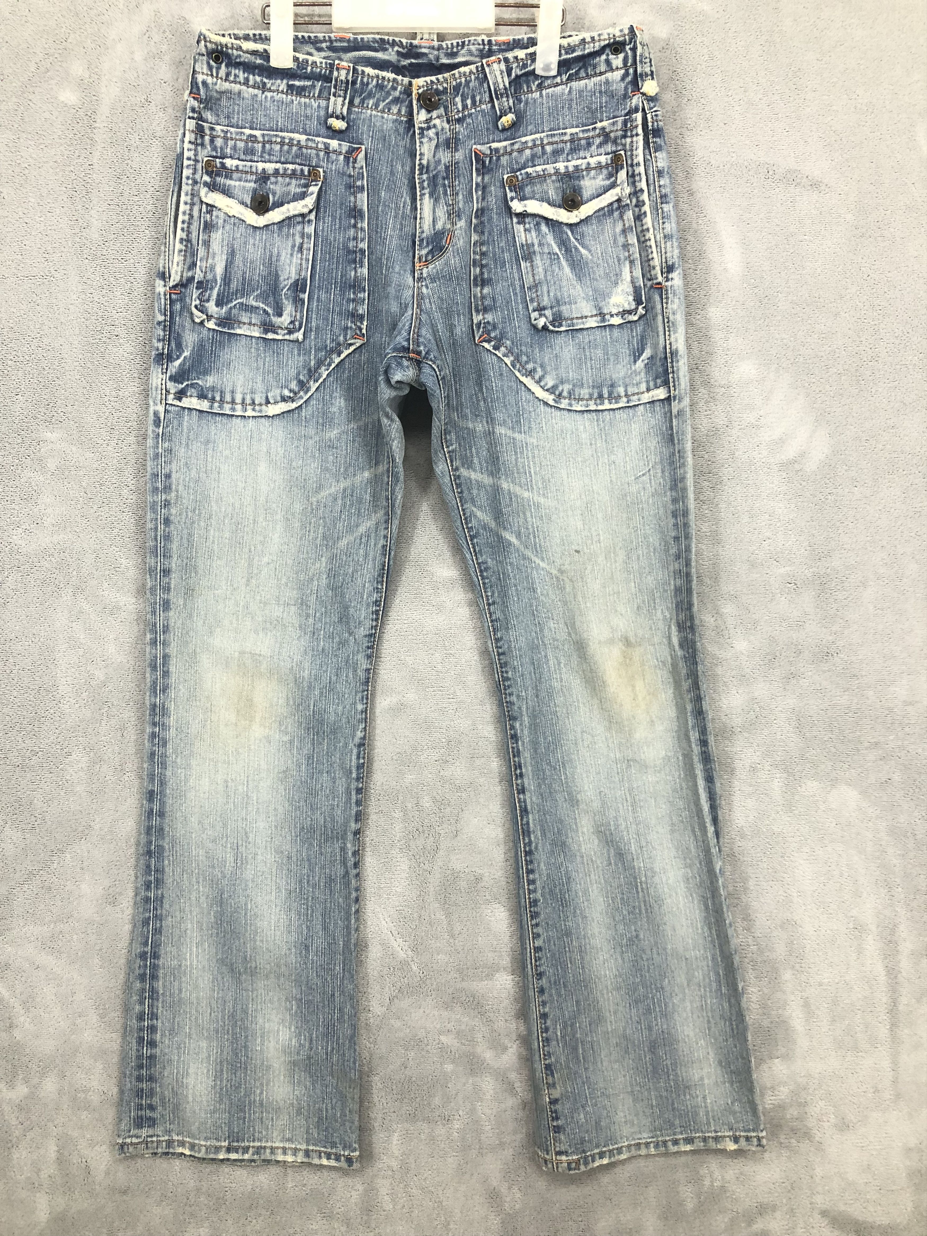 Japanese Brand Vintage Edwin Bush Flared Denim Jeans Faded blue Size US 32 / EU 48 - 1 Thumbnail