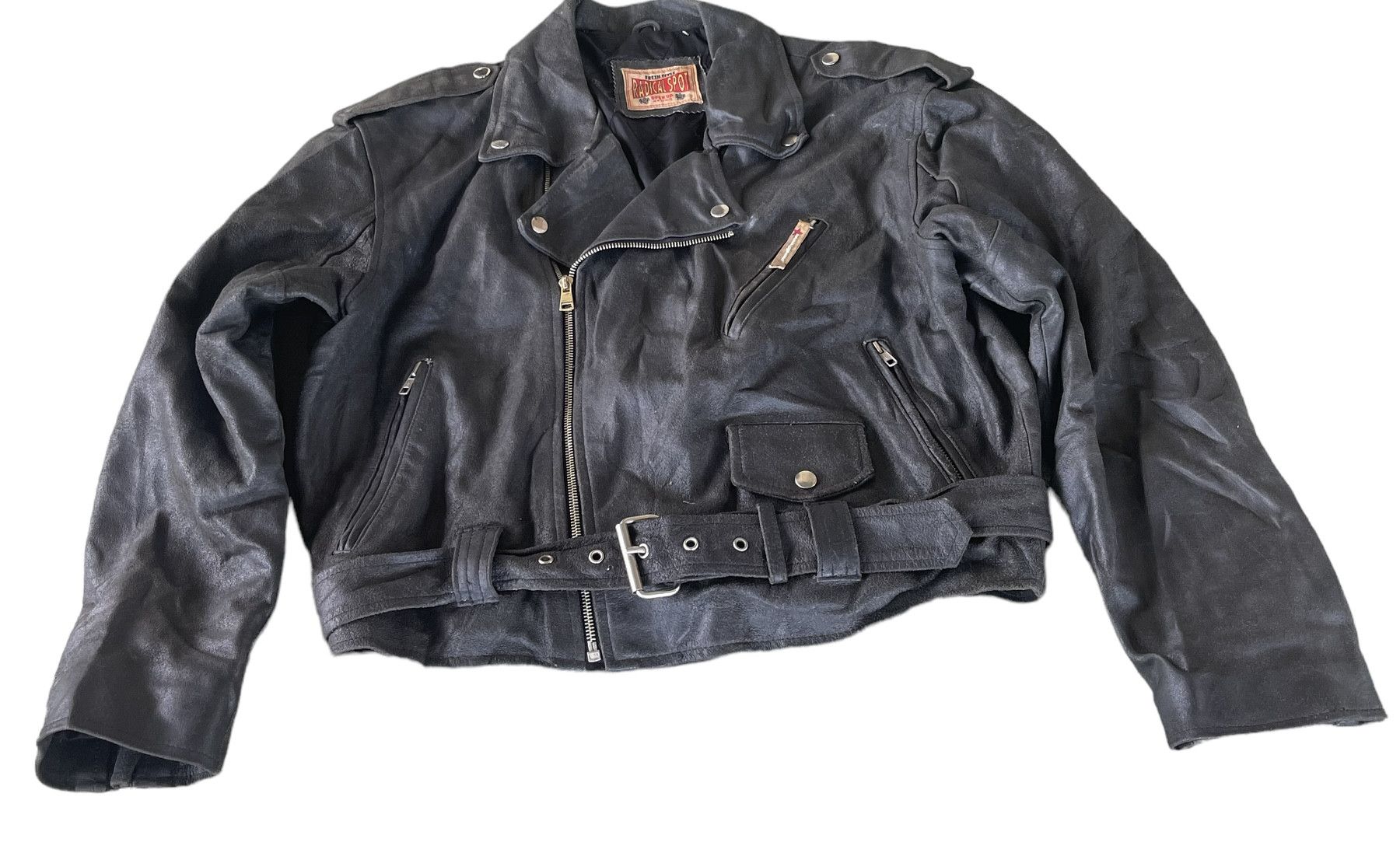 image of Leather Jacket x Unbrnd Vintage Unbrand Jacket Leather in Black, Men's (Size Medium)