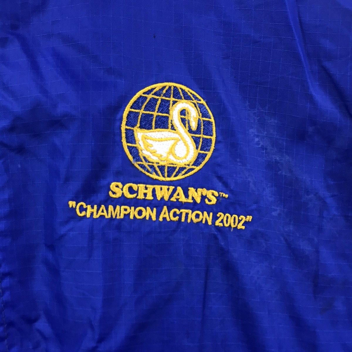 Vintage SCHWAN'S CHAMPIONSHIP ACTION 2002 Oversize Blue BomberJacket Size US L / EU 52-54 / 3 - 3 Thumbnail