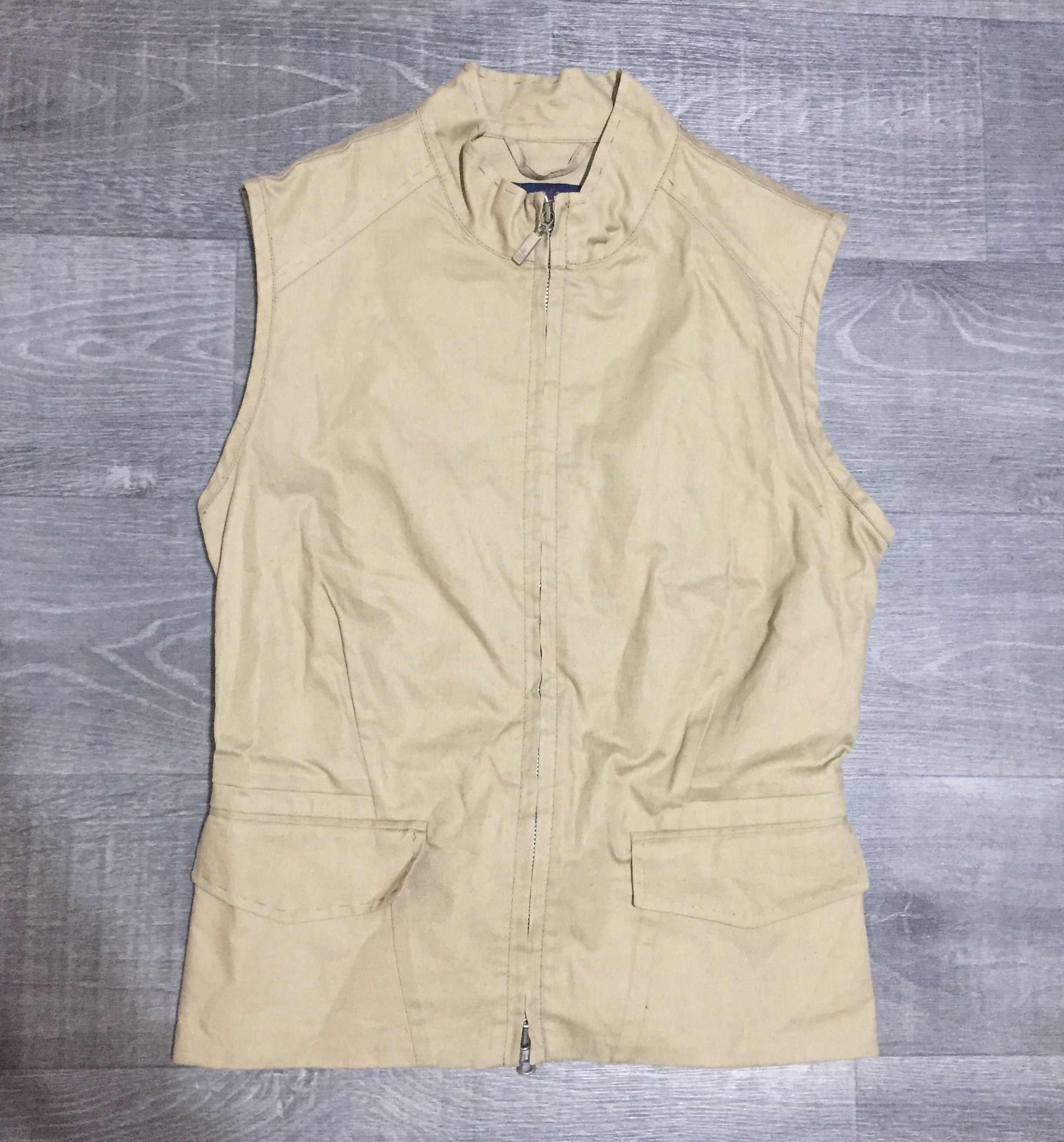 Moncler Grenoble Women's Moncler Vintage Beige Formal Cotton Linen Zip Vest Size S / US 4 / IT 40 - 3 Thumbnail