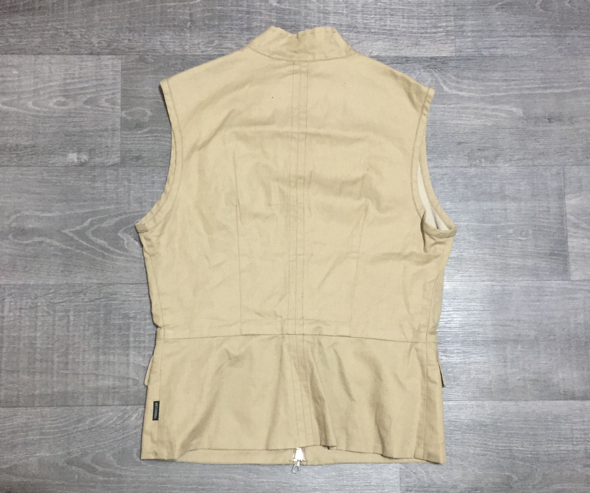 Moncler Grenoble Women's Moncler Vintage Beige Formal Cotton Linen Zip Vest Size S / US 4 / IT 40 - 4 Thumbnail