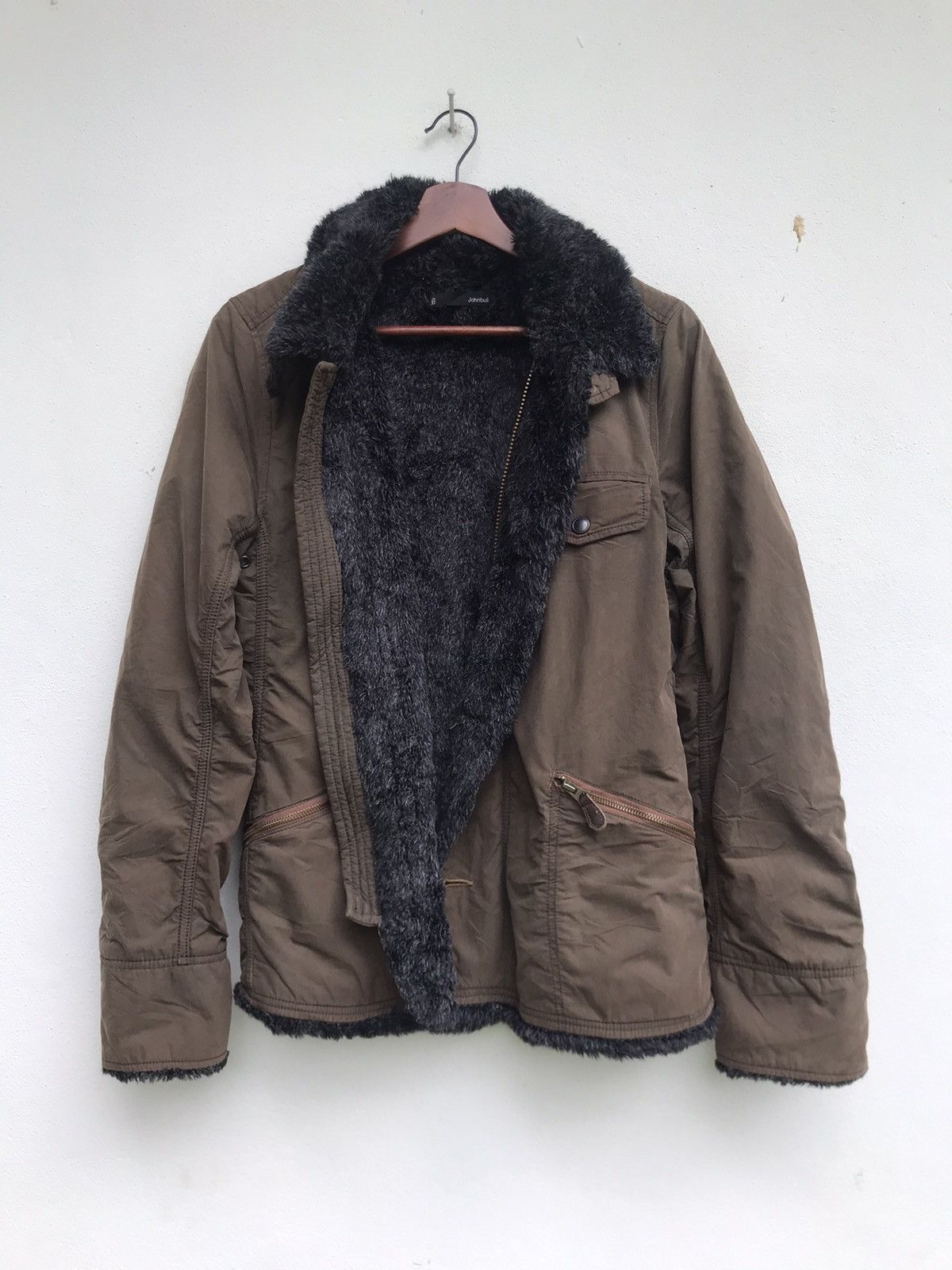 image of John Bull x Kojima Genes Japan Johnbull Kojima Genes Japan Faux Fur Heavy Jacket in Olive Green (Si