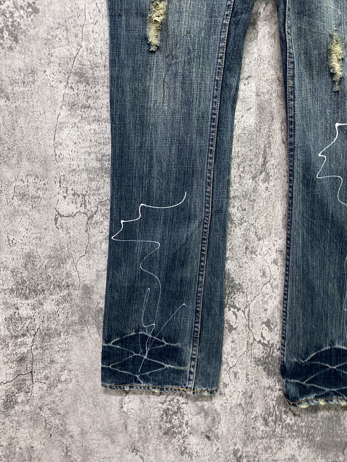 Japanese Brand × Vintage Vintage ROOT THREE Flared Paint Splashed Low Rise Denim Size US 30 / EU 46 - 9 Thumbnail