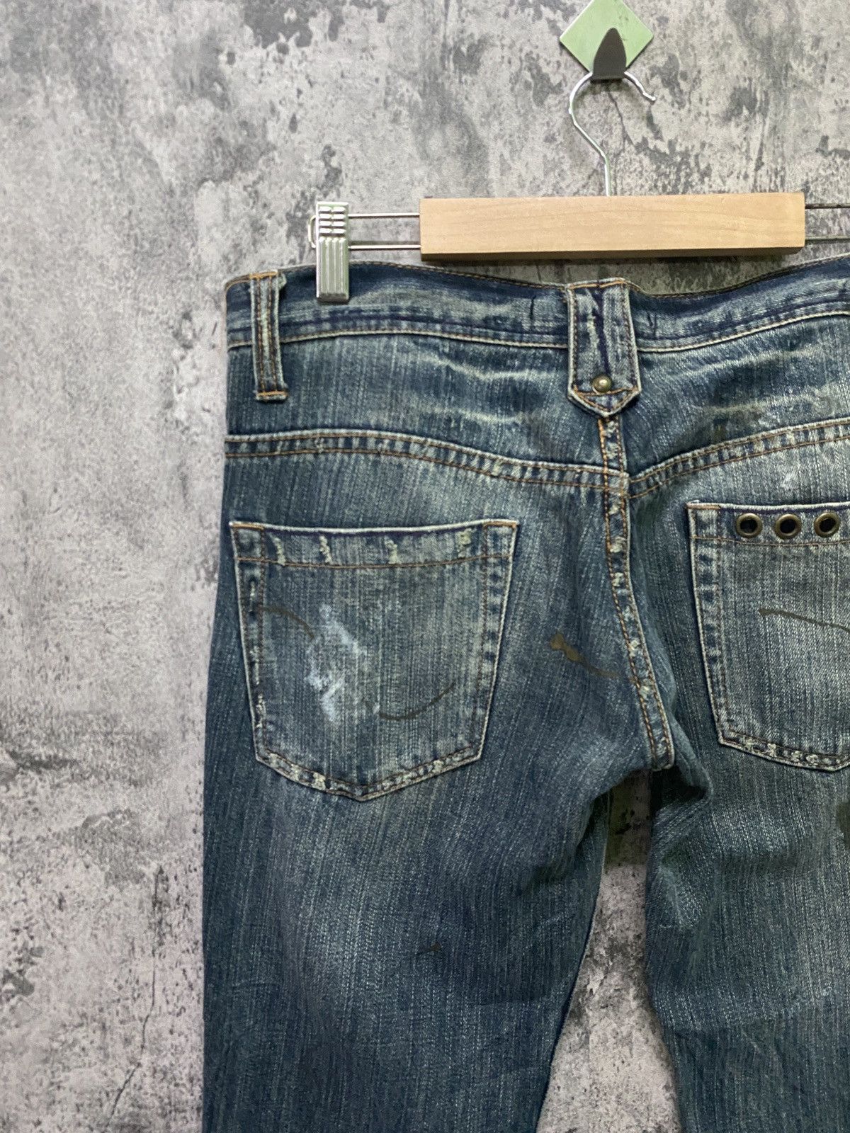 Japanese Brand × Vintage Vintage ROOT THREE Flared Paint Splashed Low Rise Denim Size US 30 / EU 46 - 14 Thumbnail