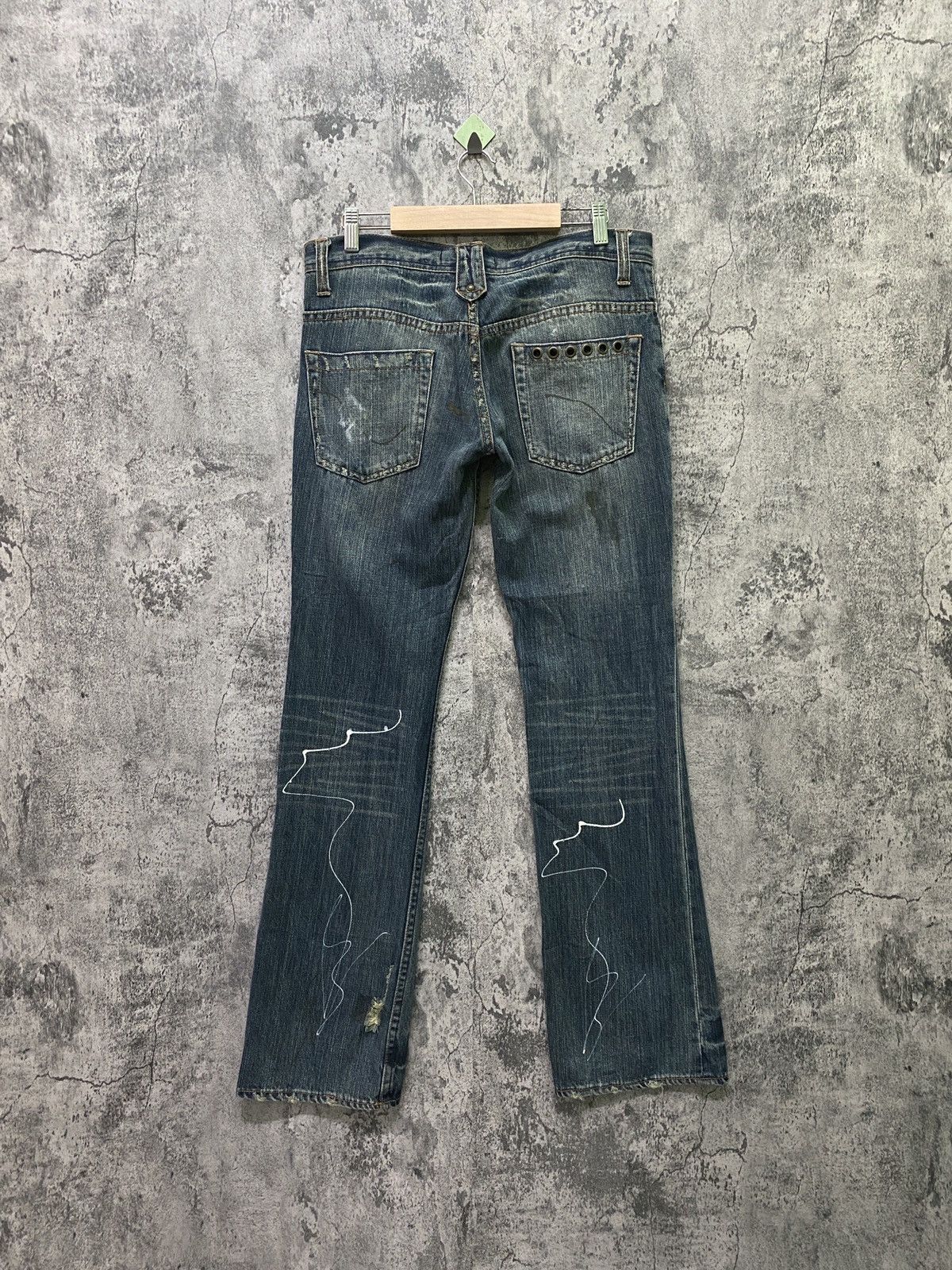 Japanese Brand × Vintage Vintage ROOT THREE Flared Paint Splashed Low Rise Denim Size US 30 / EU 46 - 2 Thumbnail