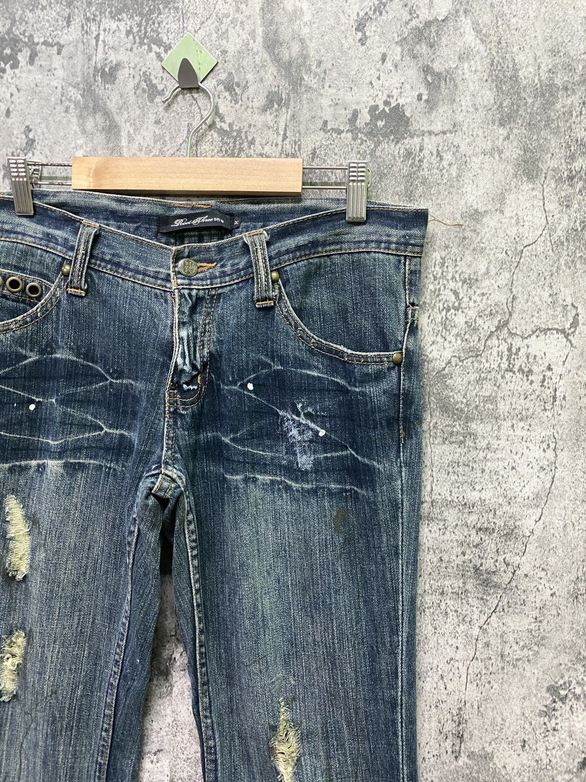 Japanese Brand × Vintage Vintage ROOT THREE Flared Paint Splashed Low Rise Denim Size US 30 / EU 46 - 5 Thumbnail
