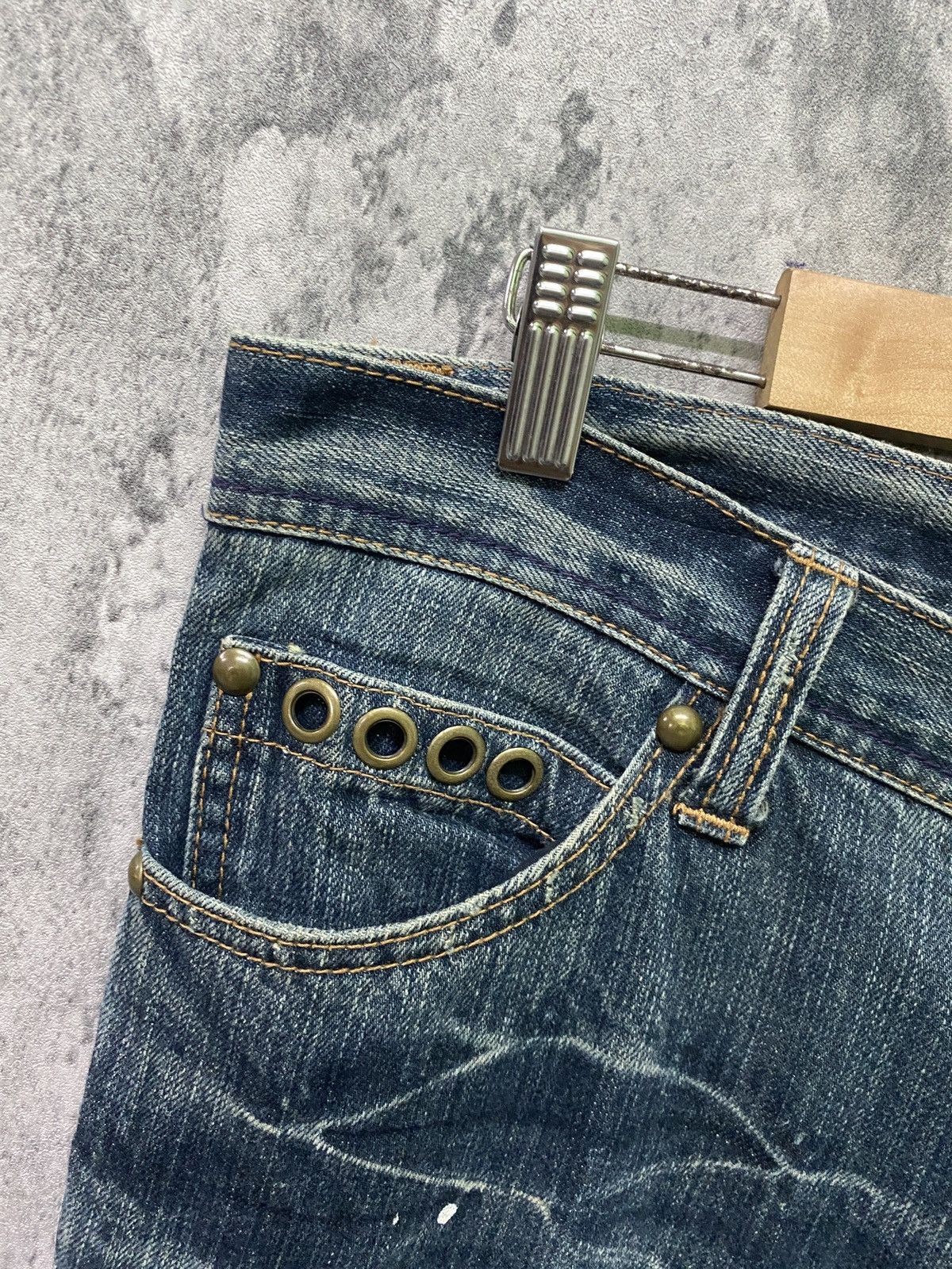 Japanese Brand × Vintage Vintage ROOT THREE Flared Paint Splashed Low Rise Denim Size US 30 / EU 46 - 12 Thumbnail
