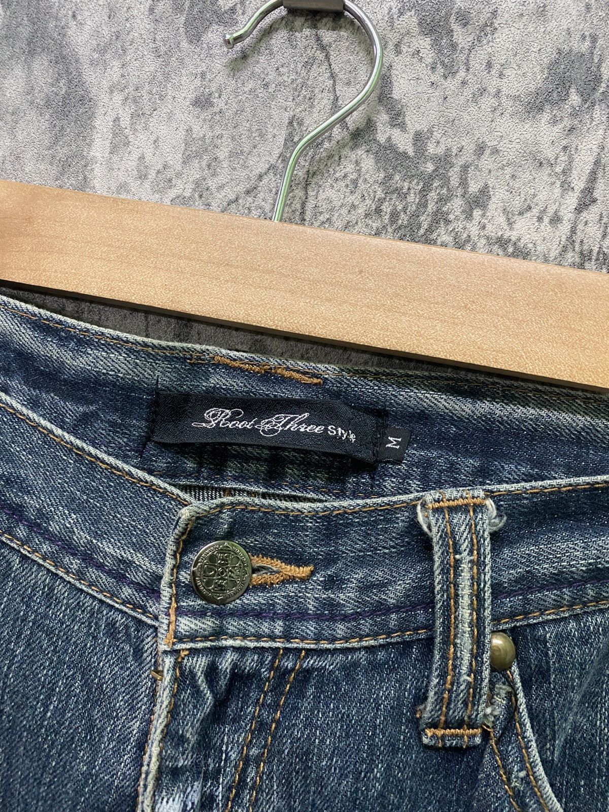 Japanese Brand × Vintage Vintage ROOT THREE Flared Paint Splashed Low Rise Denim Size US 30 / EU 46 - 11 Thumbnail