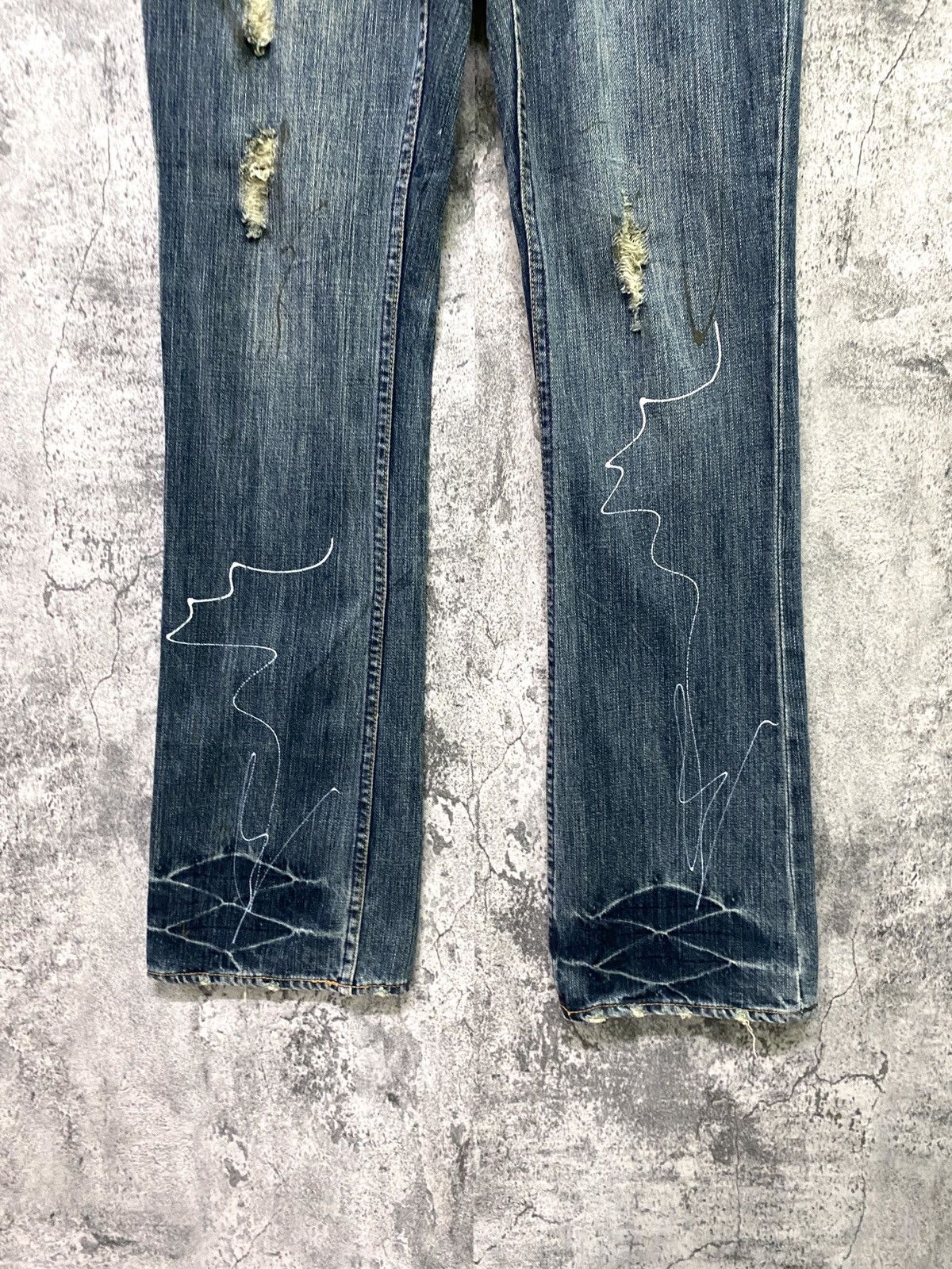 Japanese Brand × Vintage Vintage ROOT THREE Flared Paint Splashed Low Rise Denim Size US 30 / EU 46 - 10 Thumbnail