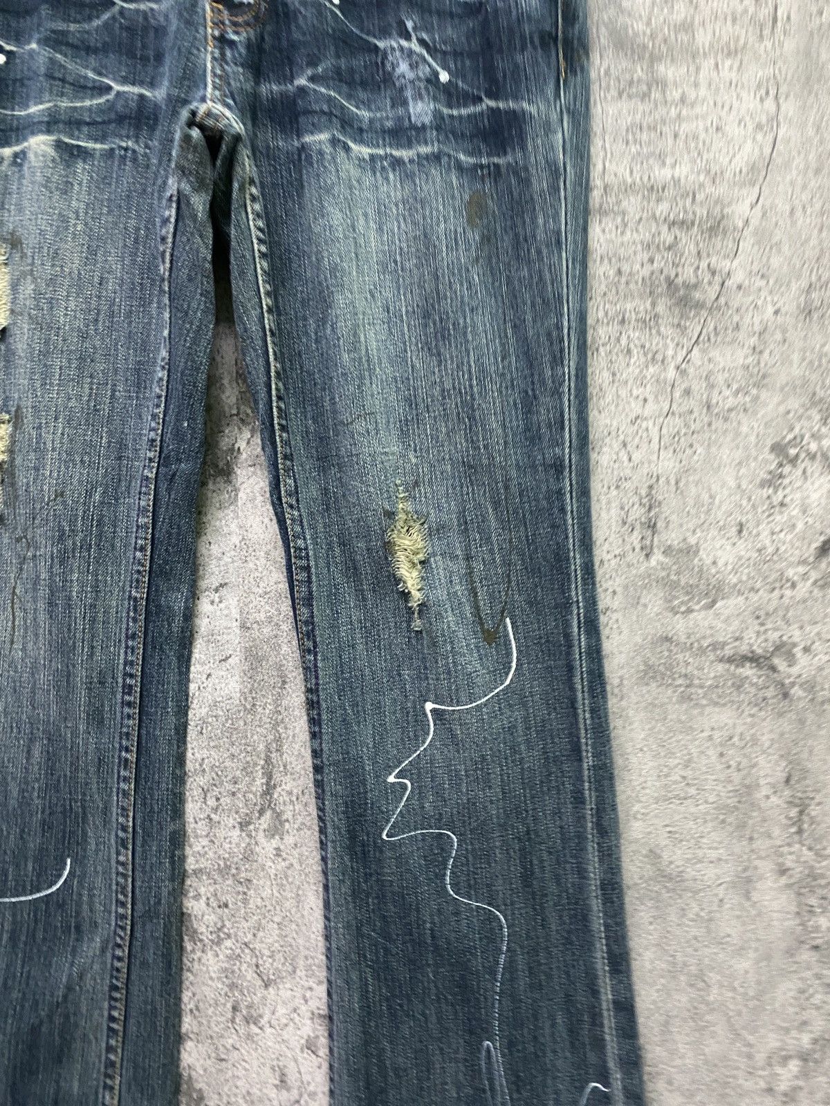 Japanese Brand × Vintage Vintage ROOT THREE Flared Paint Splashed Low Rise Denim Size US 30 / EU 46 - 6 Thumbnail