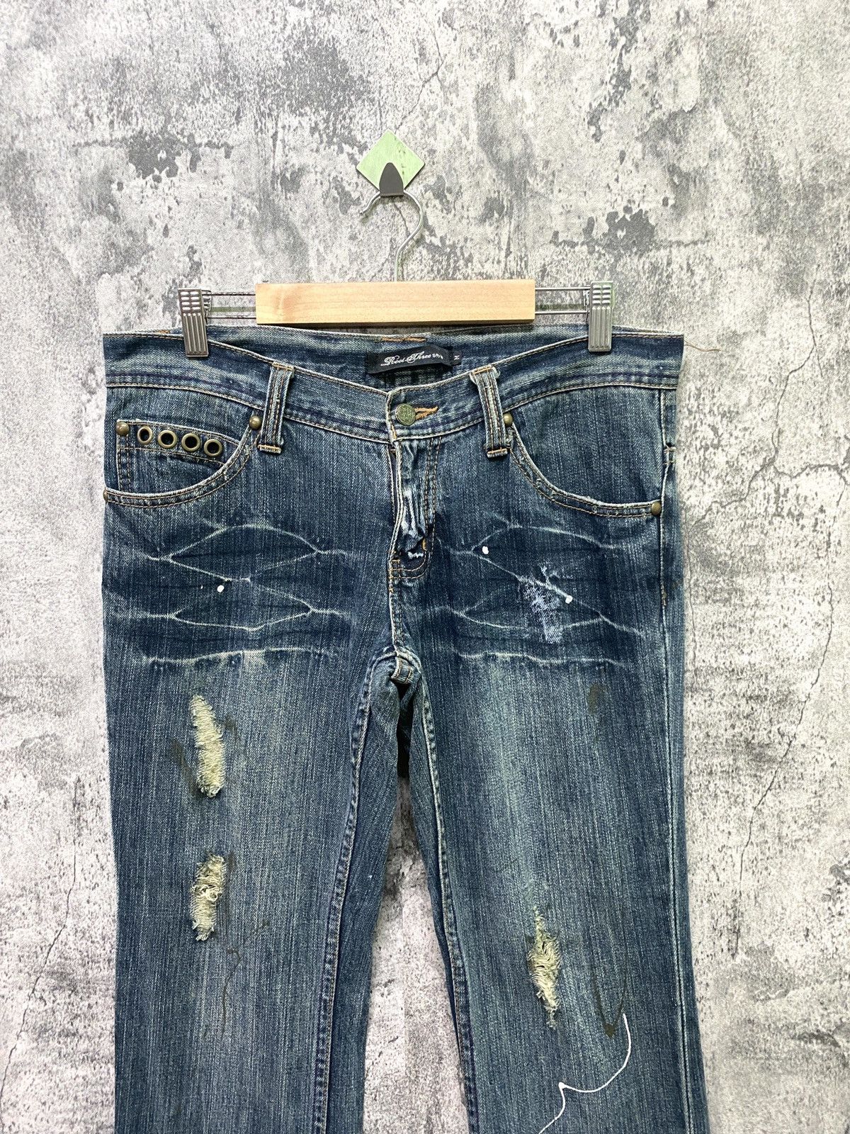 Japanese Brand × Vintage Vintage ROOT THREE Flared Paint Splashed Low Rise Denim Size US 30 / EU 46 - 3 Thumbnail