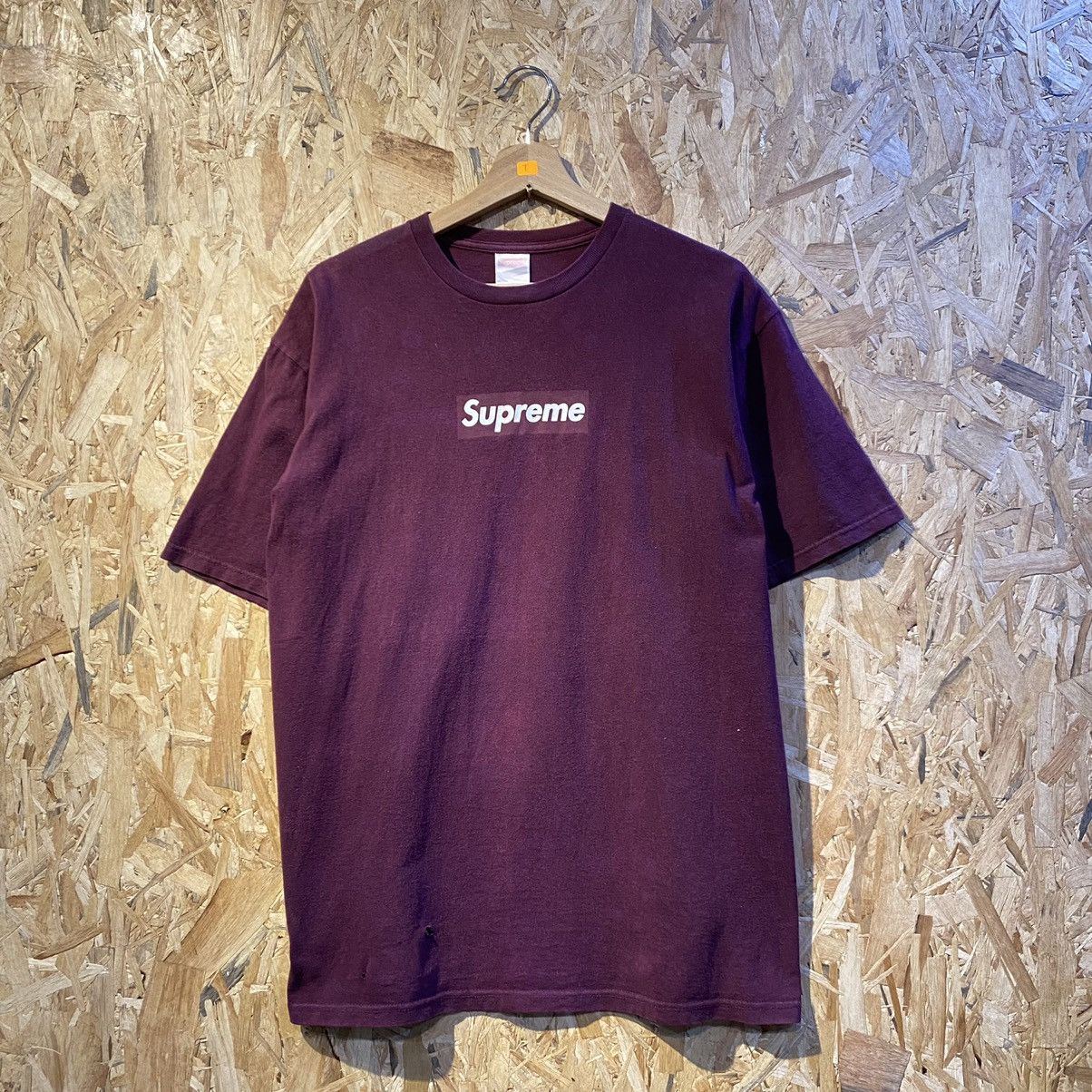 Supreme VINTAGE RARE 1999‼️Supreme Burgundy Box Logo Tee | Grailed